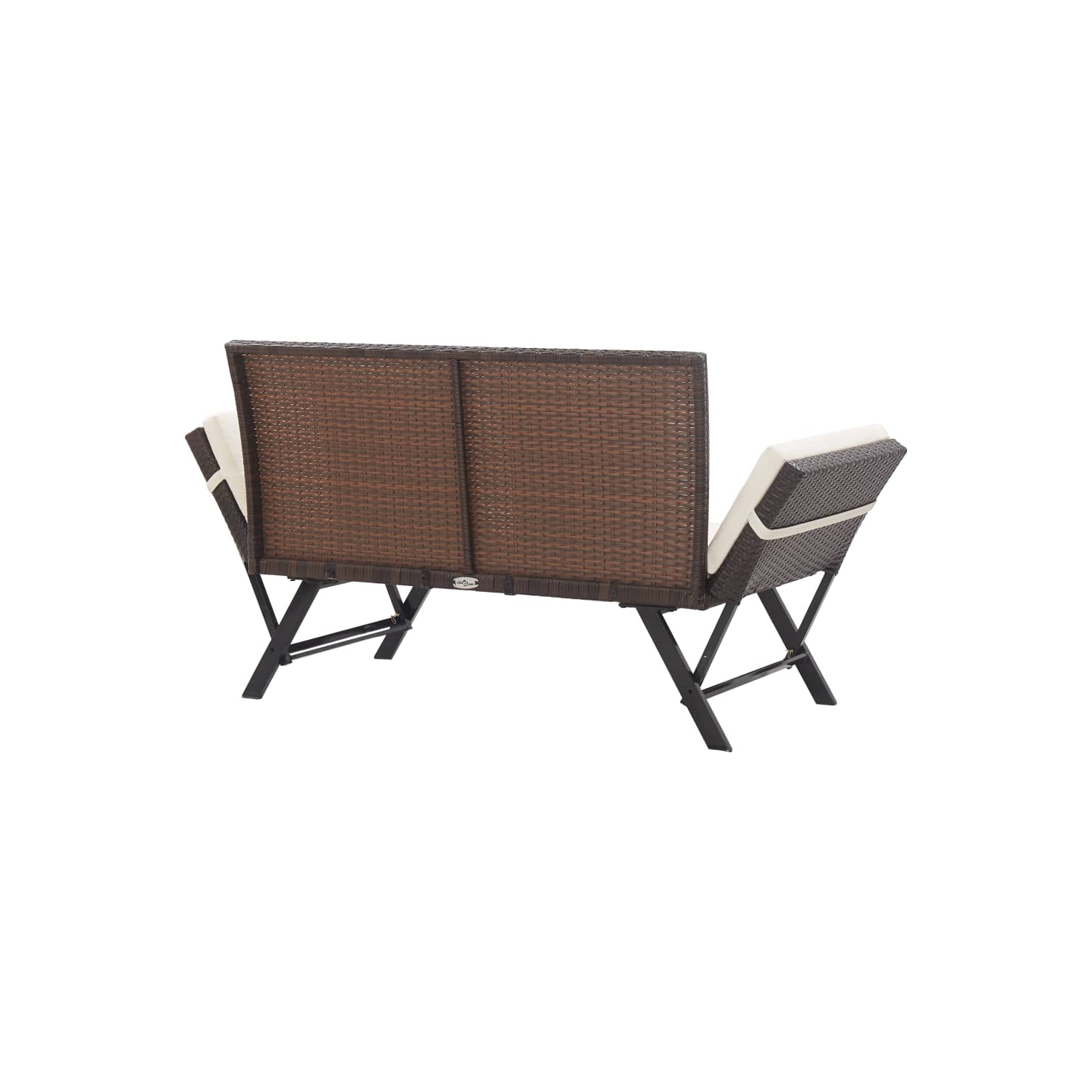 vidaXL Patio Bench with Cushions 69.3" Brown Poly Rattan