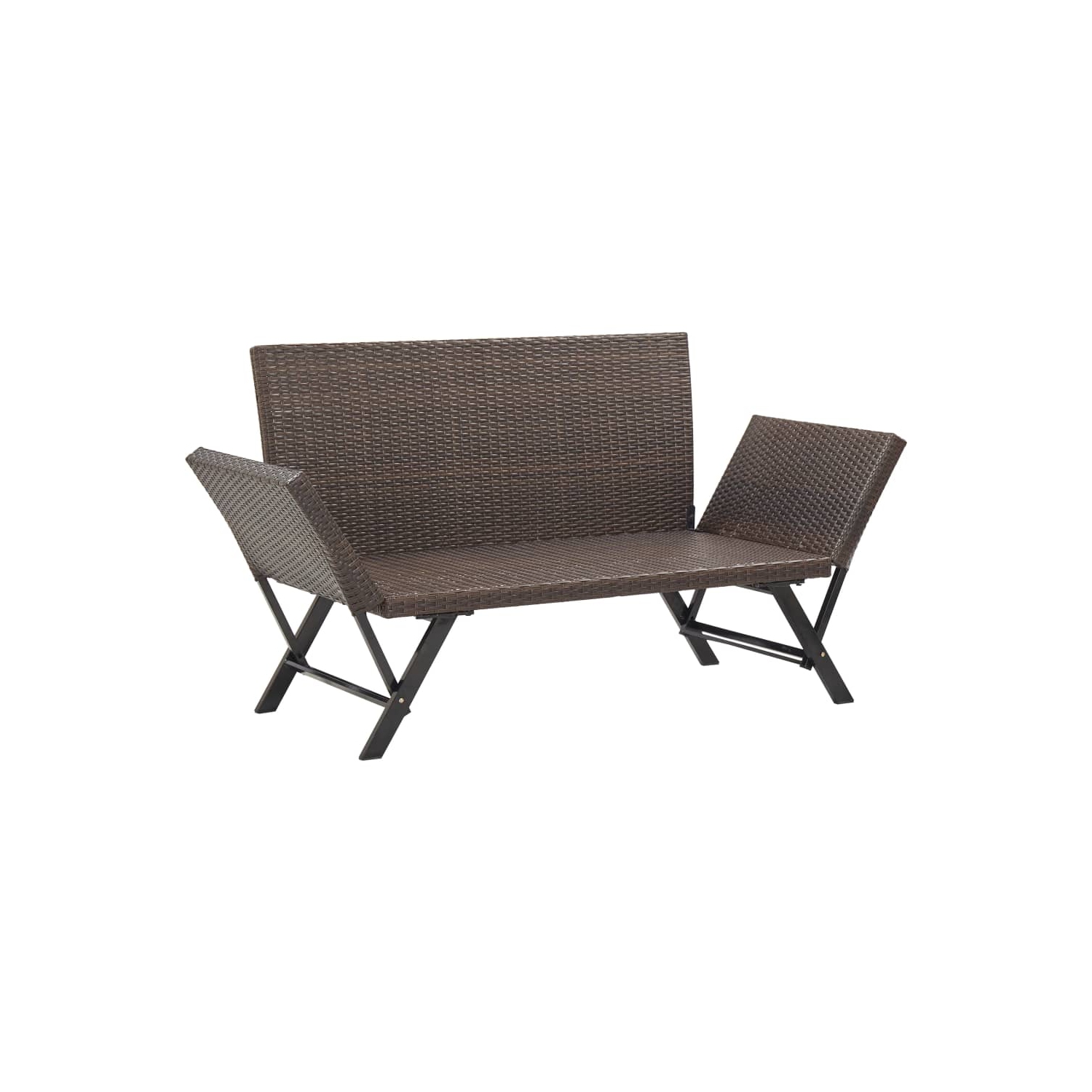 vidaXL Patio Bench with Cushions 69.3" Brown Poly Rattan