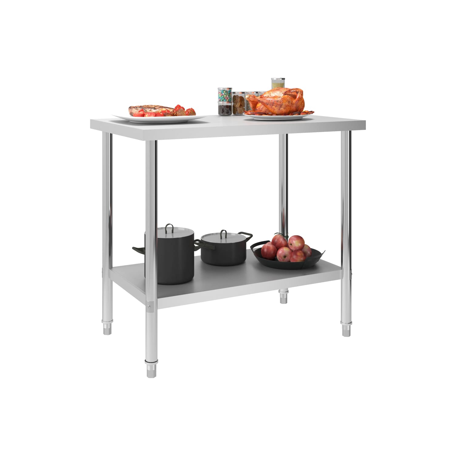 Table de travail de cuisine VidaXL de 39.4 x 23,6 x 33,5 po, acier inoxydable