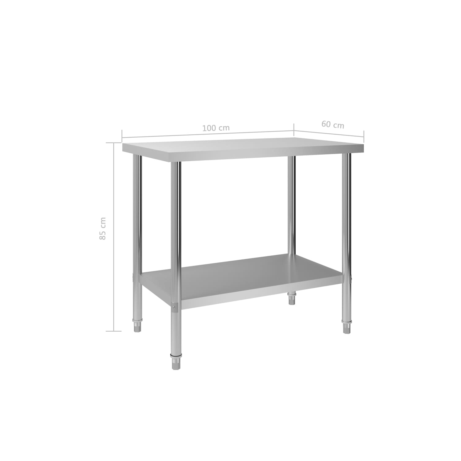 Table de travail de cuisine VidaXL de 39.4 x 23,6 x 33,5 po, acier inoxydable