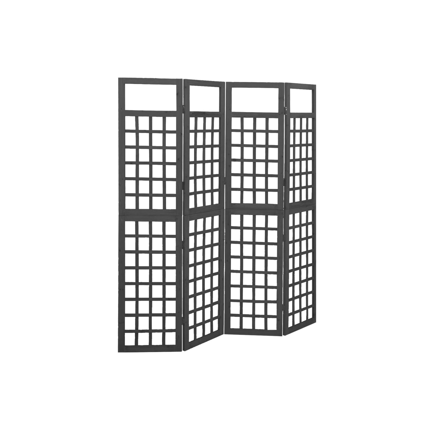 vidaXL 4-Panel Room Divider/Trellis Solid Fir Wood Black 63.4"x70.9"