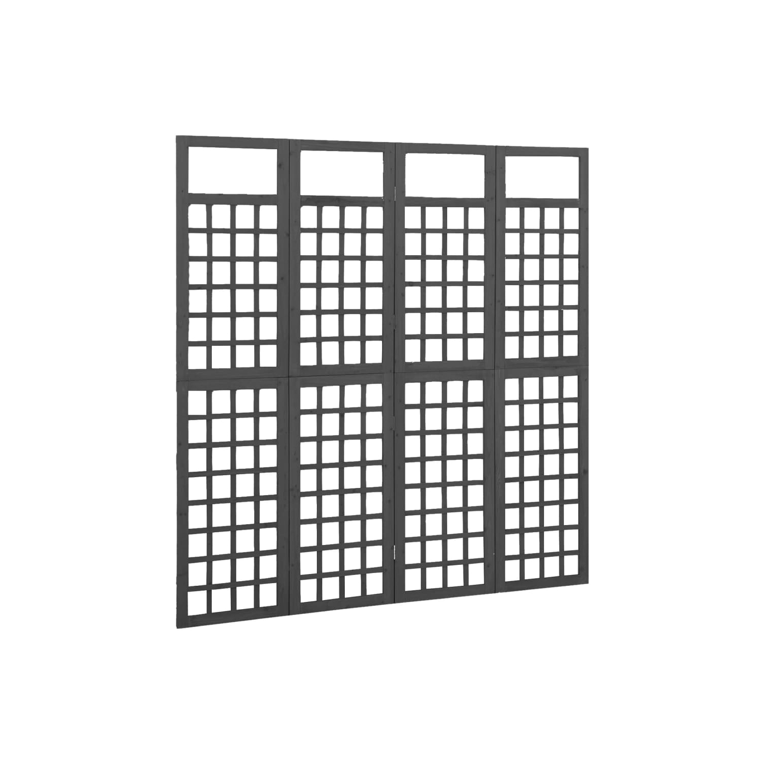 vidaXL 4-Panel Room Divider/Trellis Solid Fir Wood Black 63.4"x70.9"