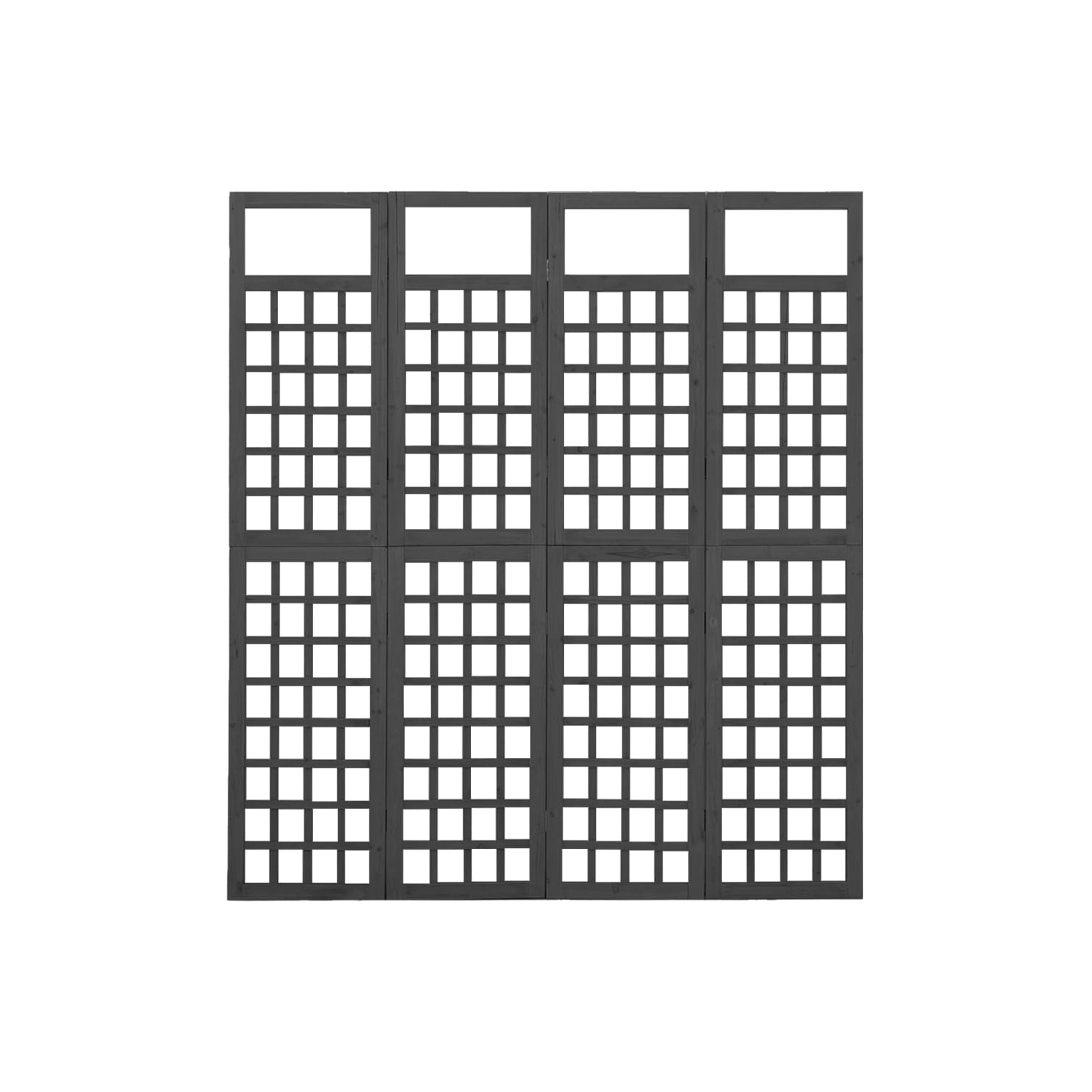 vidaXL 4-Panel Room Divider/Trellis Solid Fir Wood Black 63.4"x70.9"