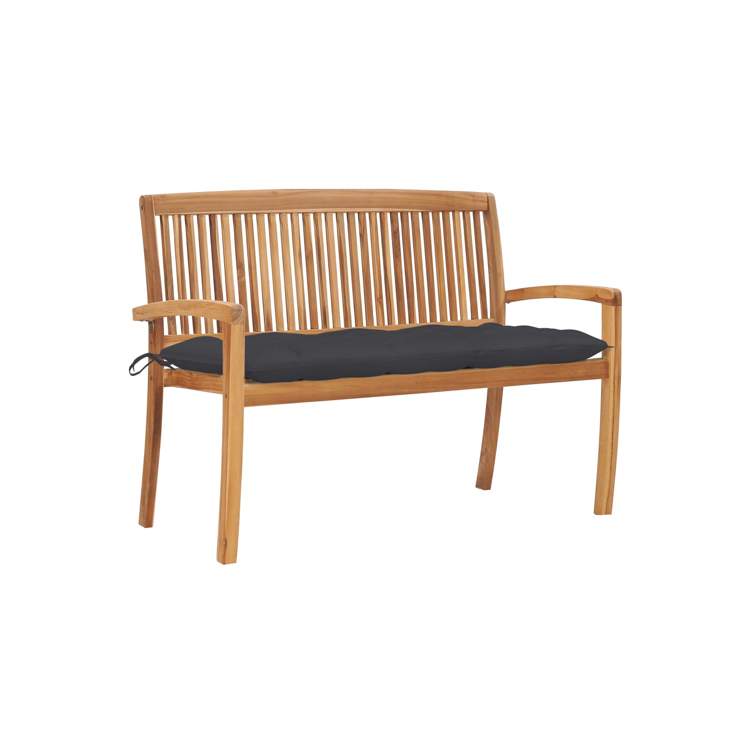 vidaXL Stacking Patio Bench with Cushion 50.6" Solid Teak Wood