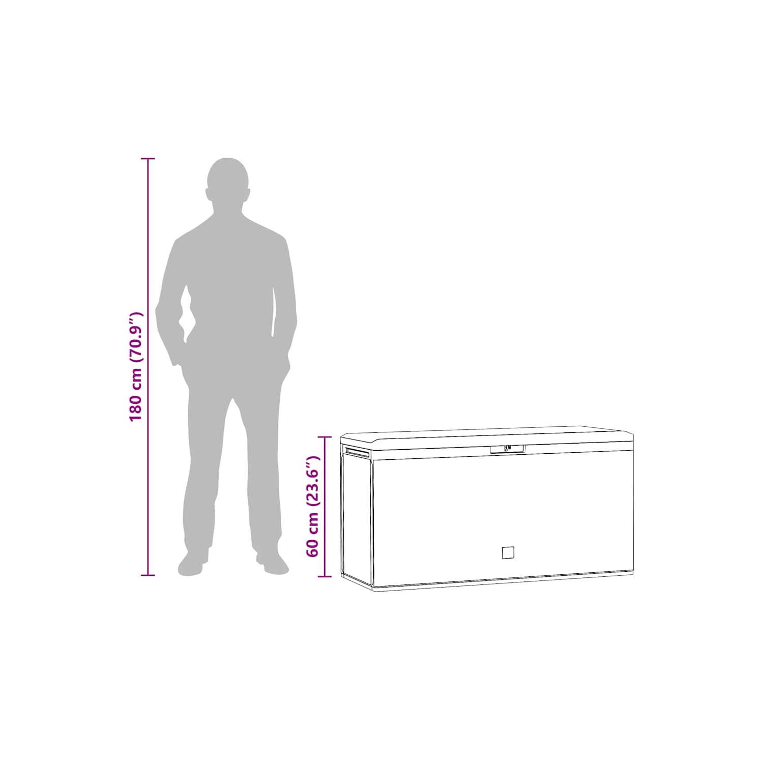 Boîte de rangement de terrasse VidaXL brune 44.9 x 18,5 x 23,6 po