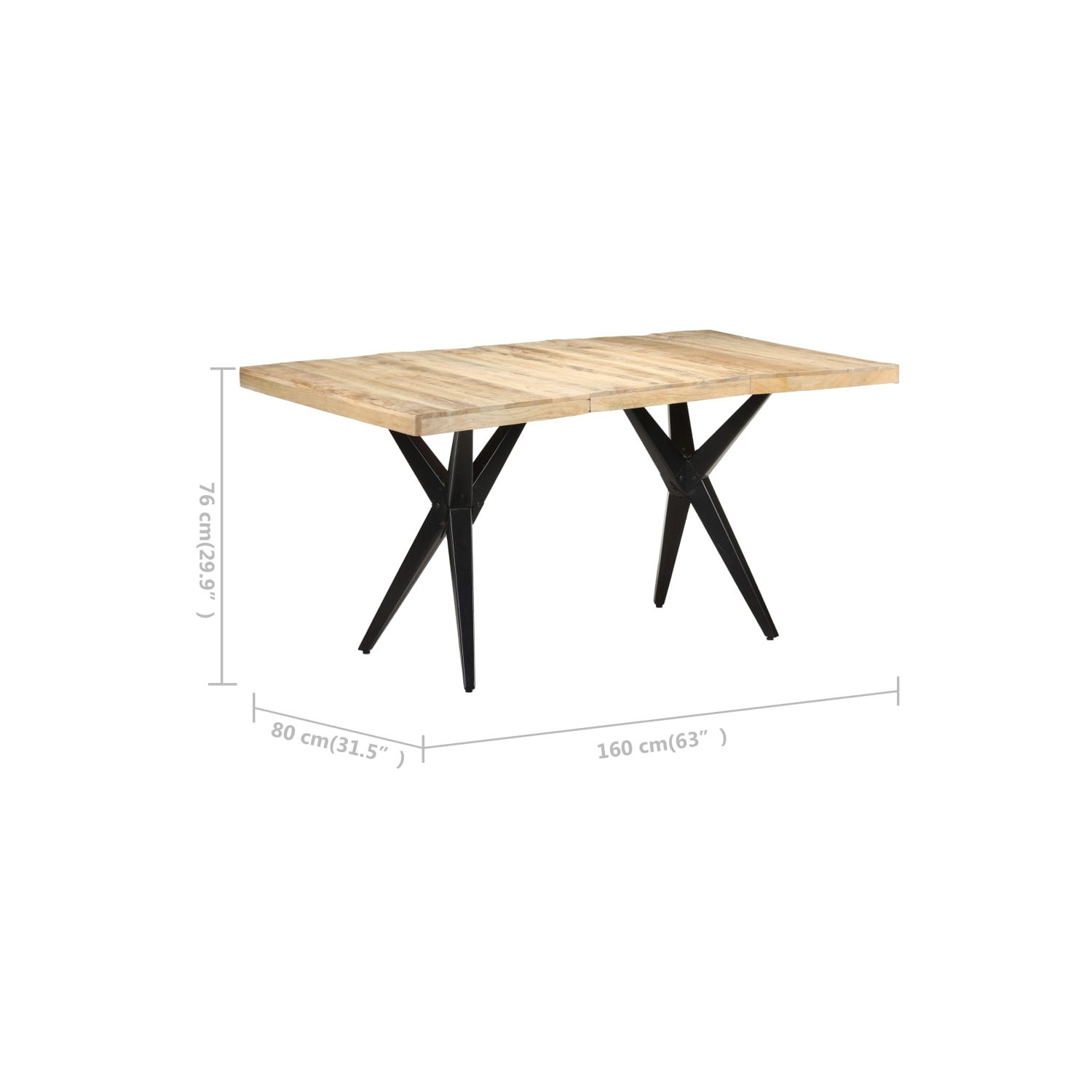 vidaXL Dining Table 63"x31.5"x29.9" Rough Mango Wood