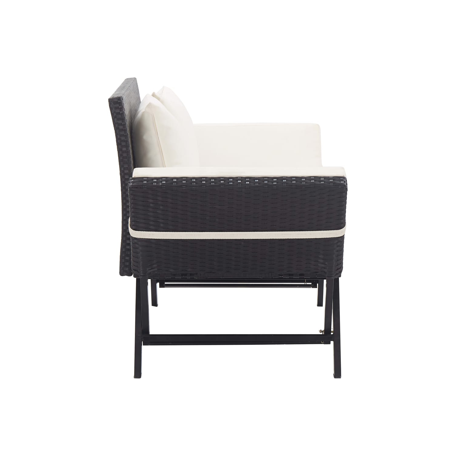 vidaXL Patio Bench with Cushions 69.3" Black Poly Rattan