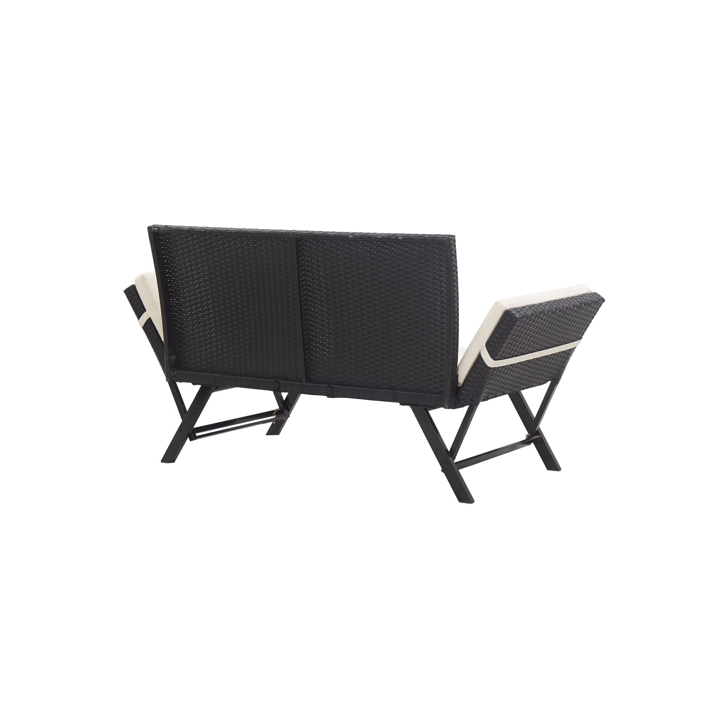 vidaXL Patio Bench with Cushions 69.3" Black Poly Rattan