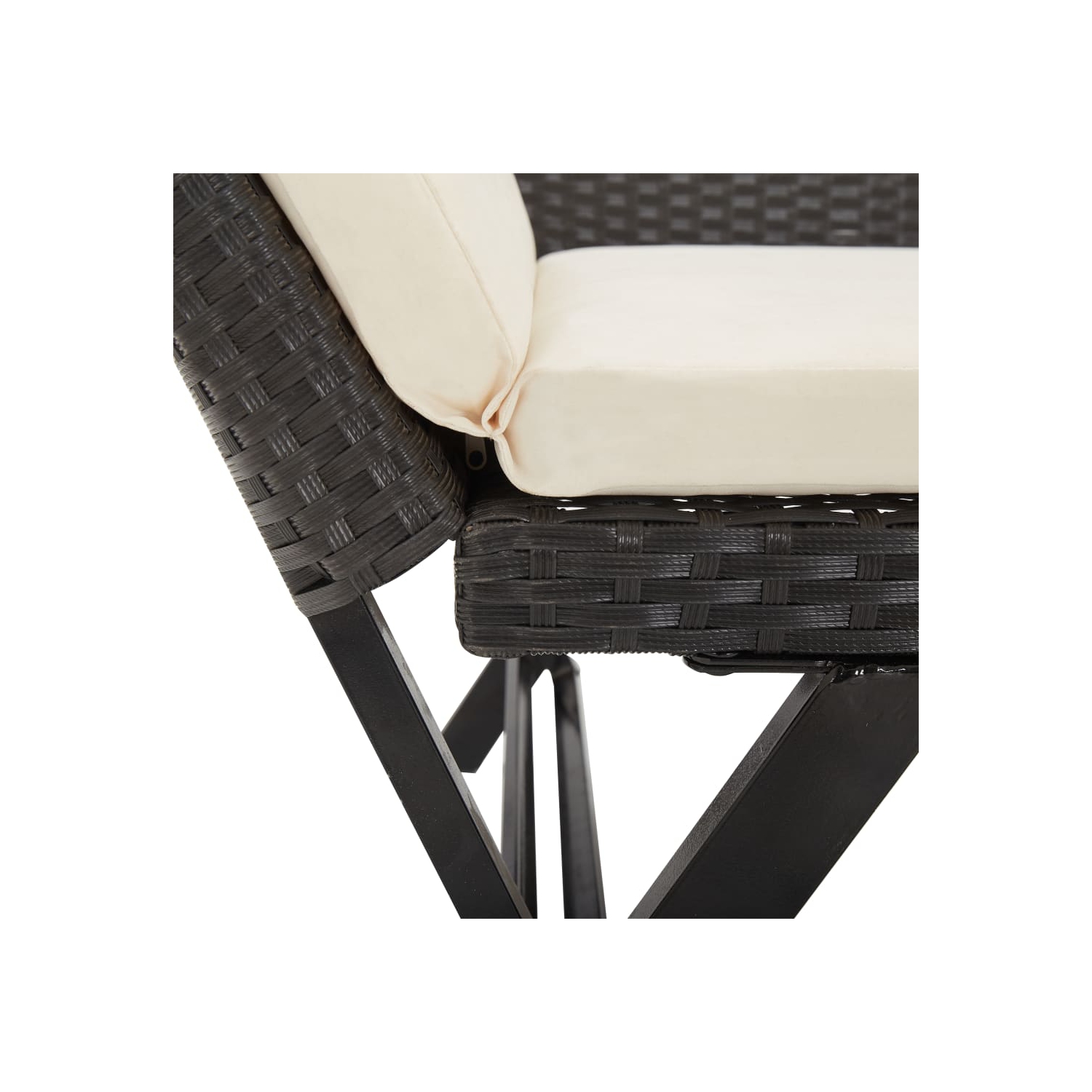 vidaXL Patio Bench with Cushions 69.3" Black Poly Rattan