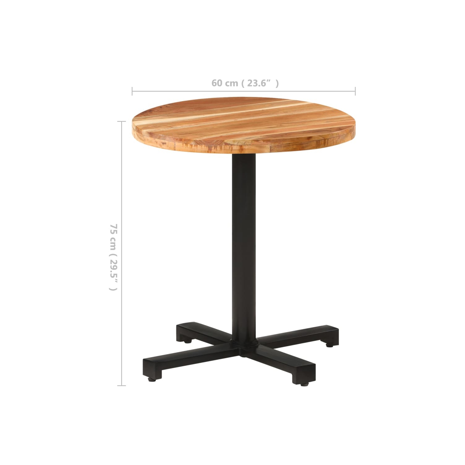 vidaXL Bistro Table Round Ø27.5"x29.5" Solid Acacia Wood