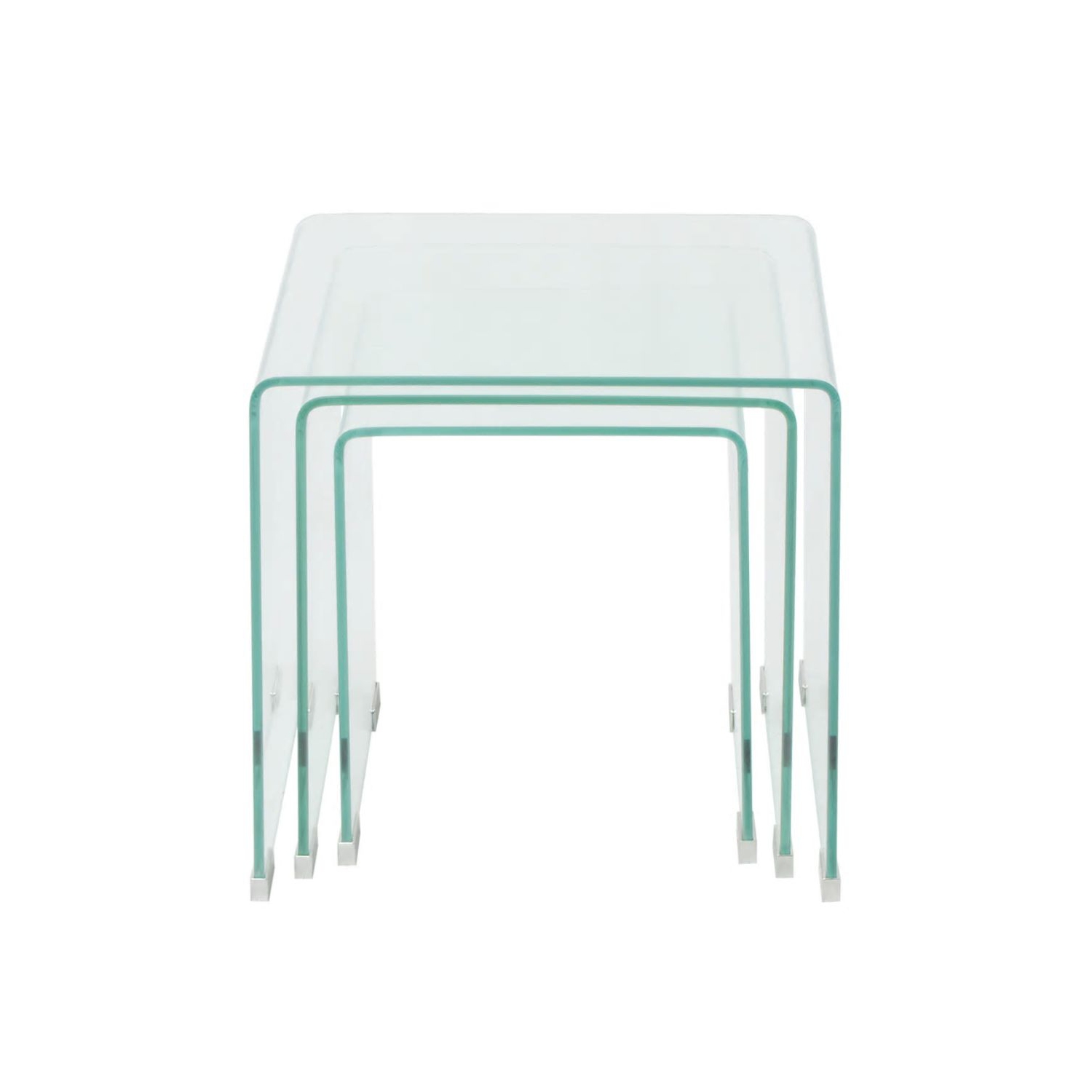 vidaXL Three Piece Nesting Table Set Tempered Glass Clear