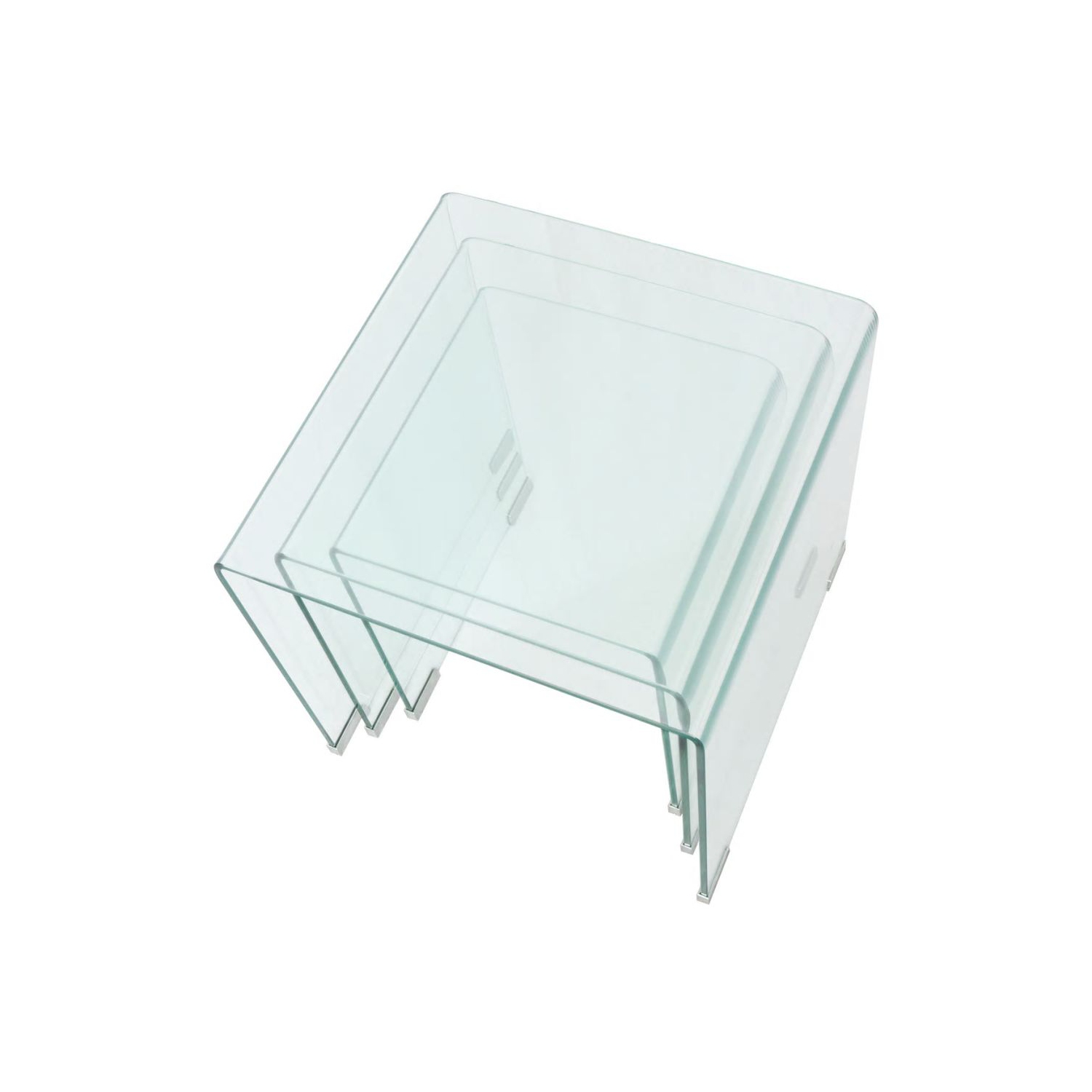 vidaXL Three Piece Nesting Table Set Tempered Glass Clear