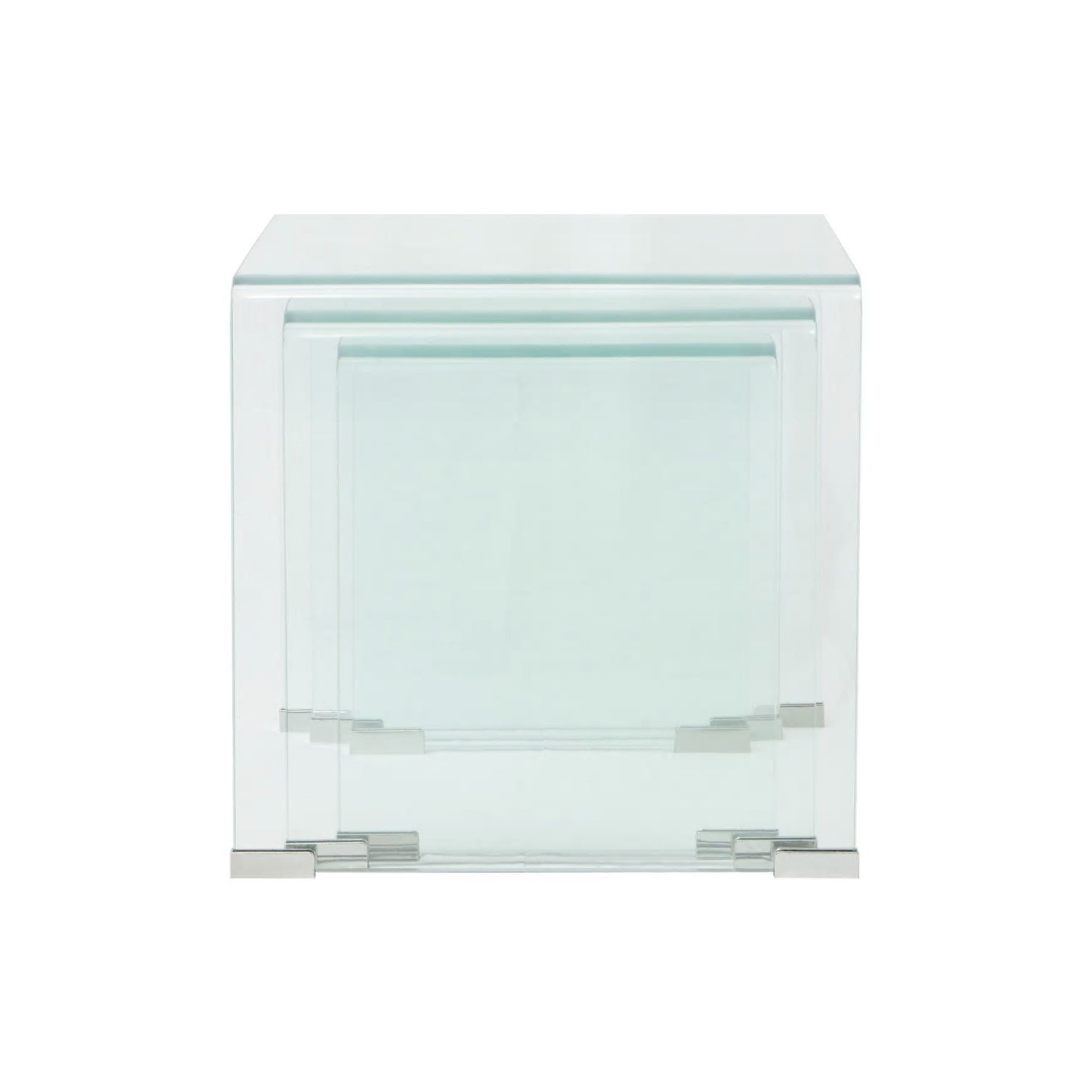 vidaXL Three Piece Nesting Table Set Tempered Glass Clear