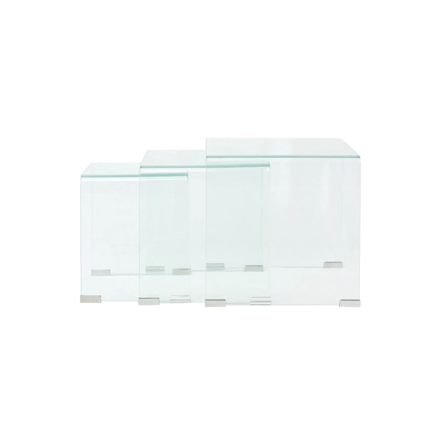 vidaXL Three Piece Nesting Table Set Tempered Glass Clear