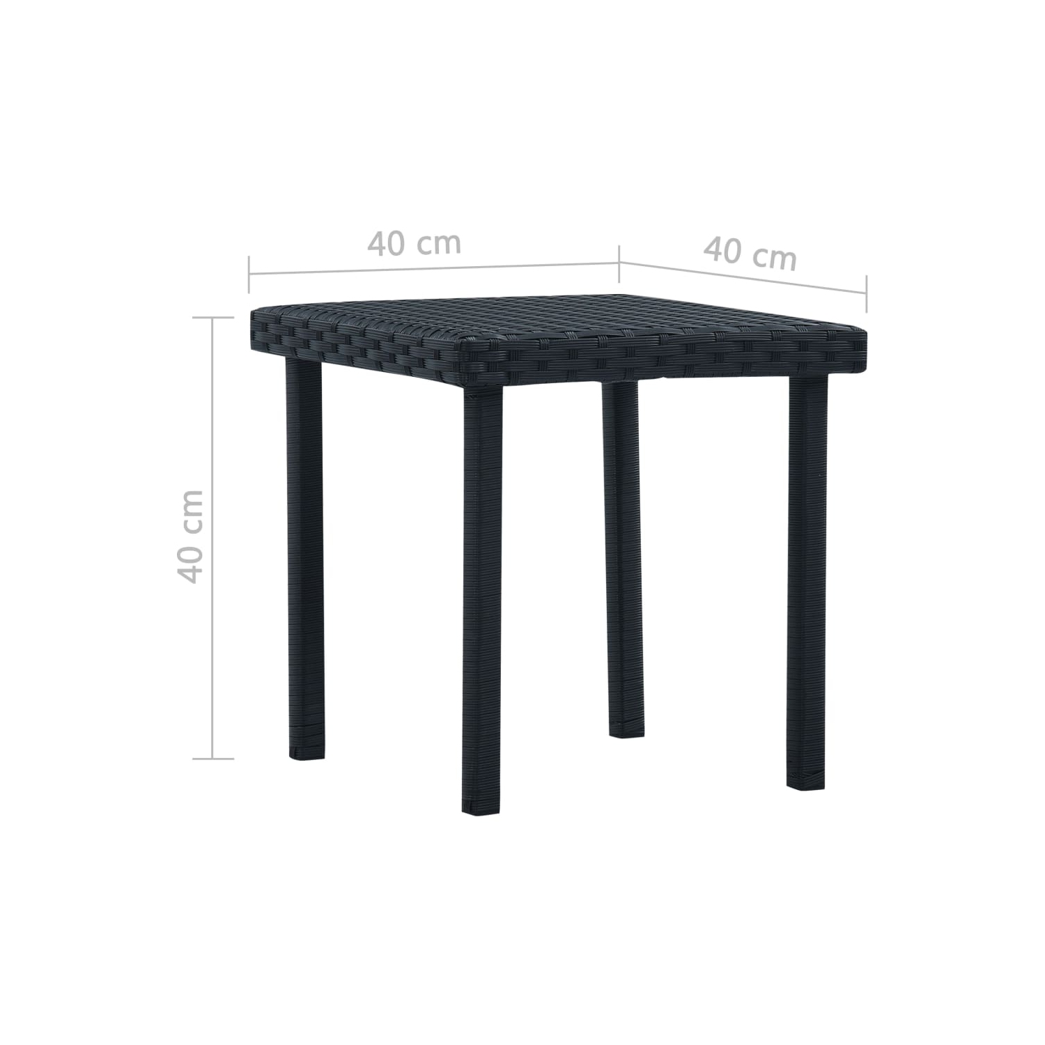 Table à thé de terrasse VidaXL, noir, poly rotin, 15.7 x 15,7 x 15,7 po