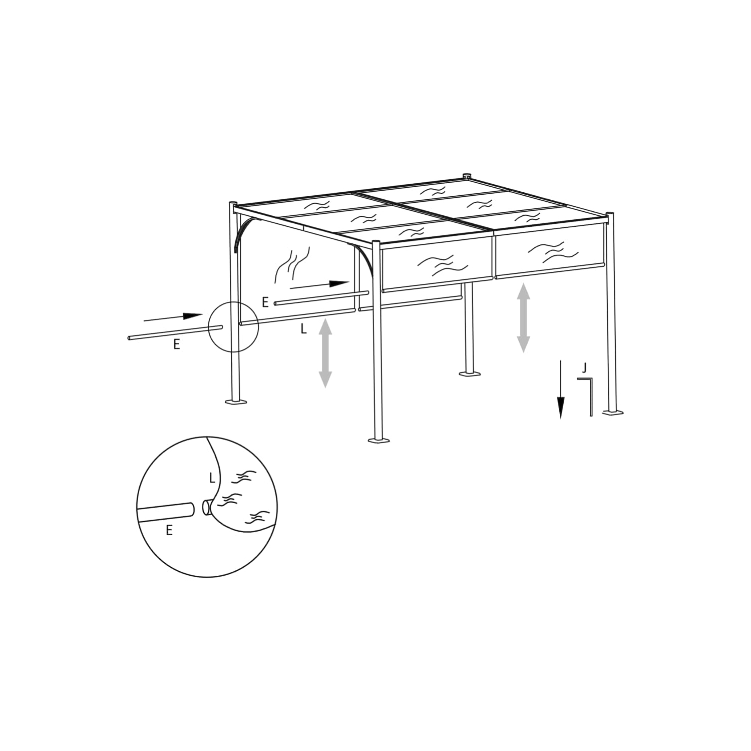 Pergola de jardin avec toit rétractable VidaXL de 118.1 x 118.1 po Anthracite