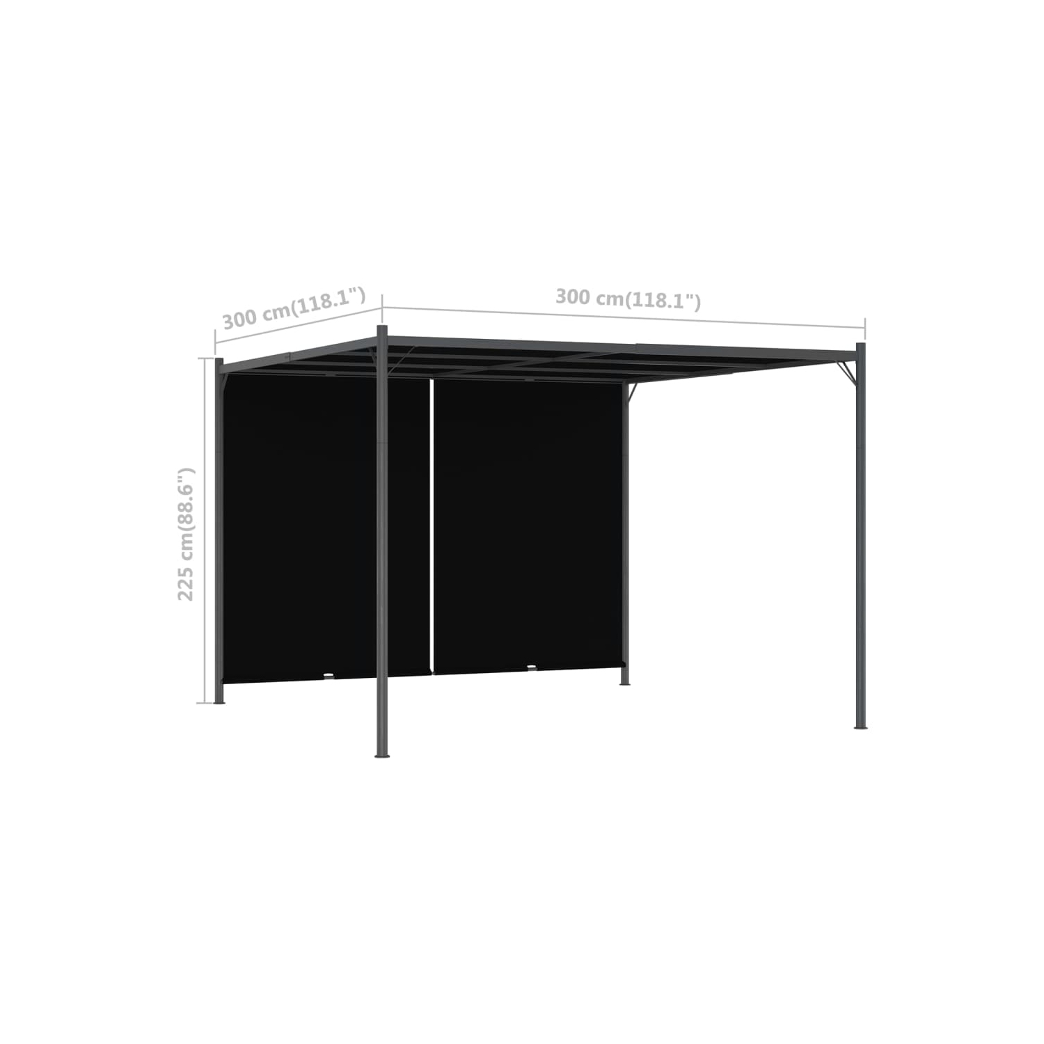 Pergola de jardin avec toit rétractable VidaXL de 118.1 x 118.1 po Anthracite