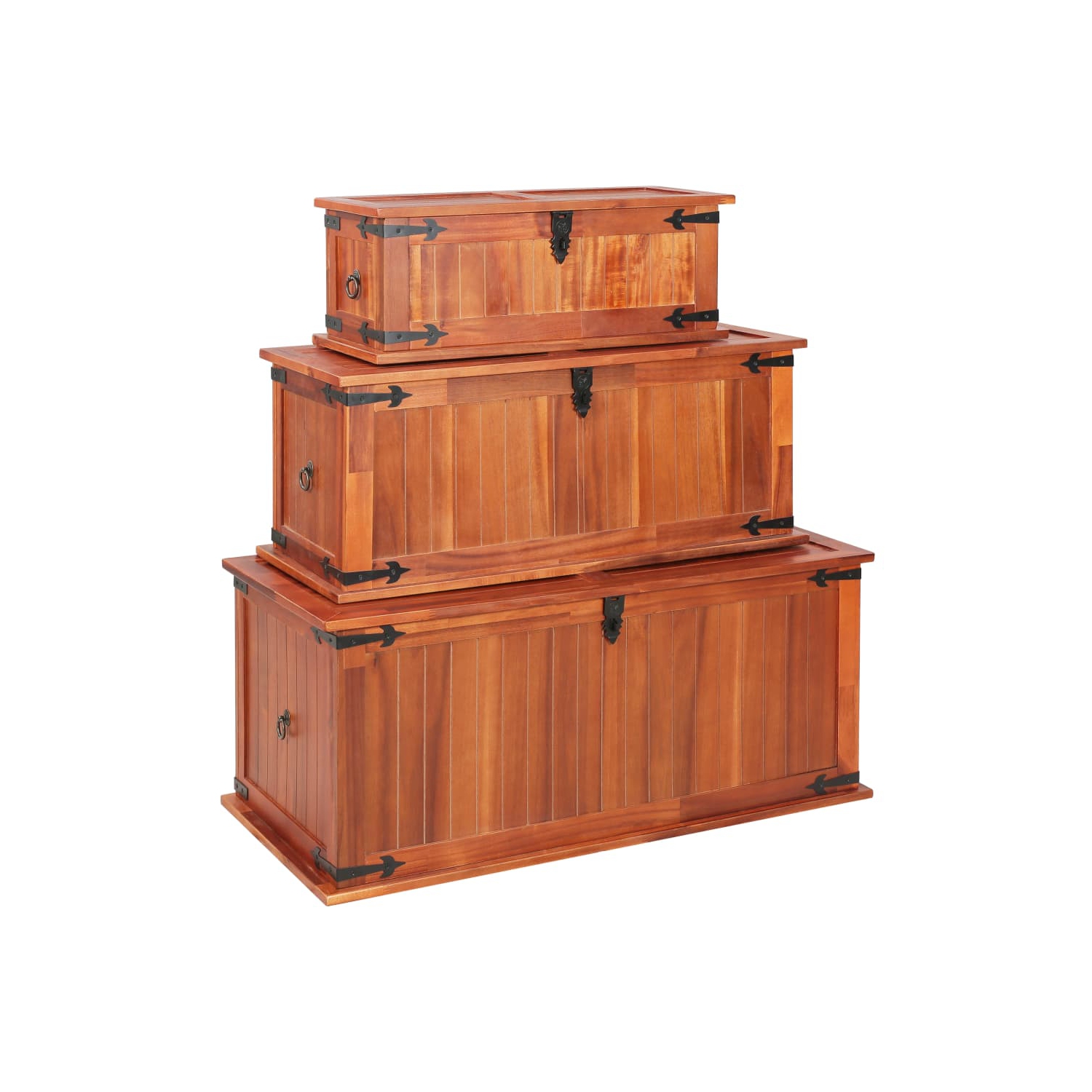 vidaXL Storage Chests 3 pcs Solid Acacia Wood