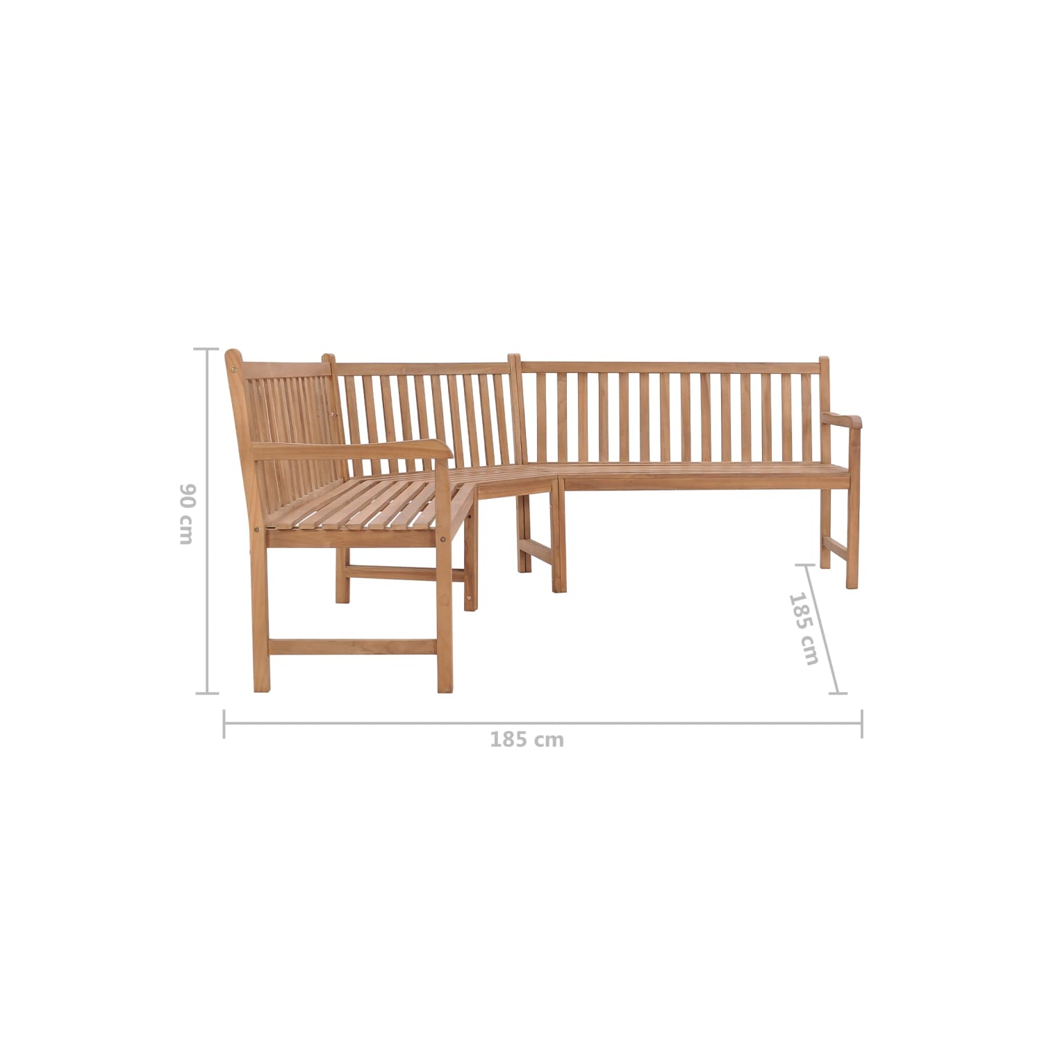 vidaXL Patio Corner Bench 72.8"x72.8"x35.4" Solid Teak Wood