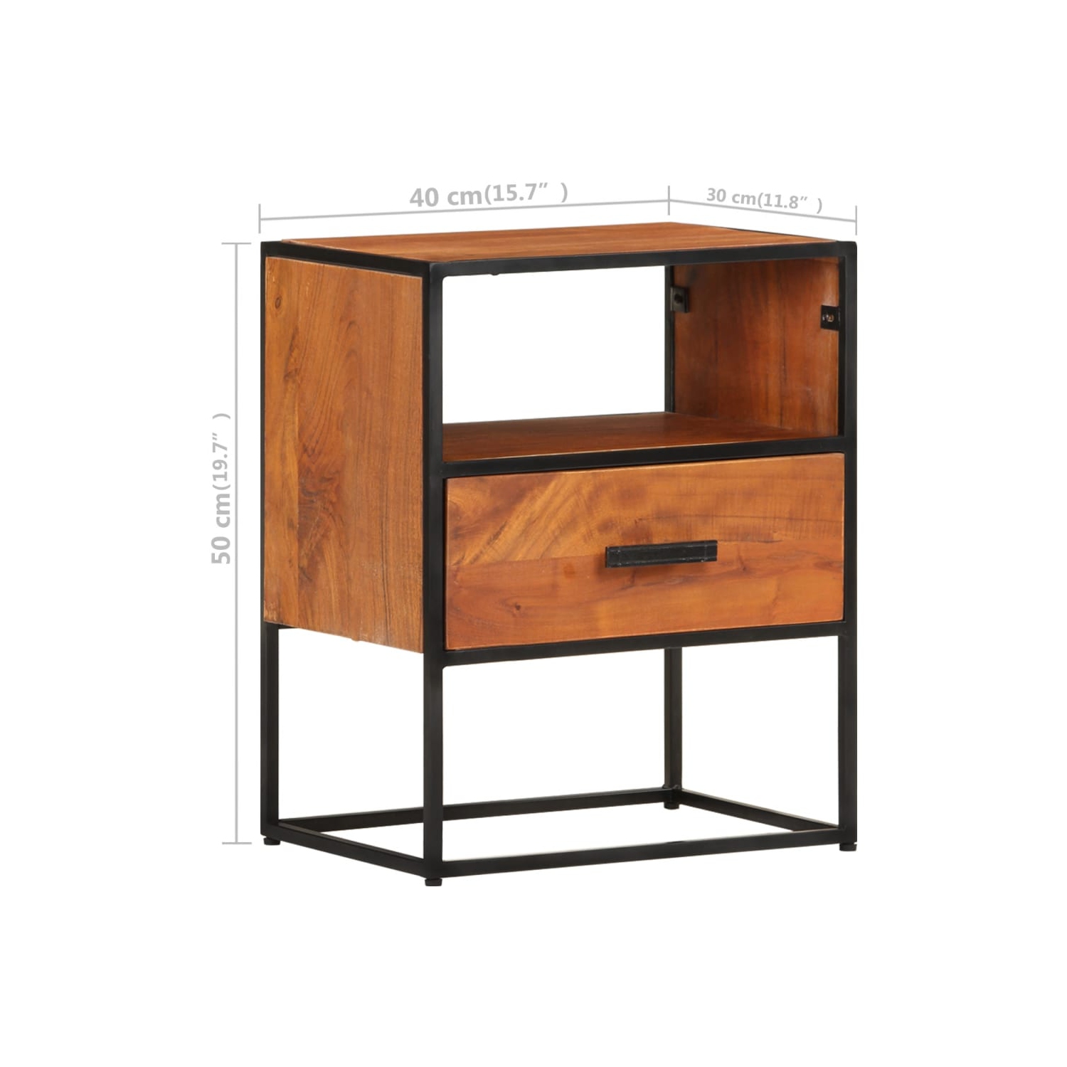 vidaXL Bed Cabinet 15.7"x11.8"x19.7" Solid Acacia Wood