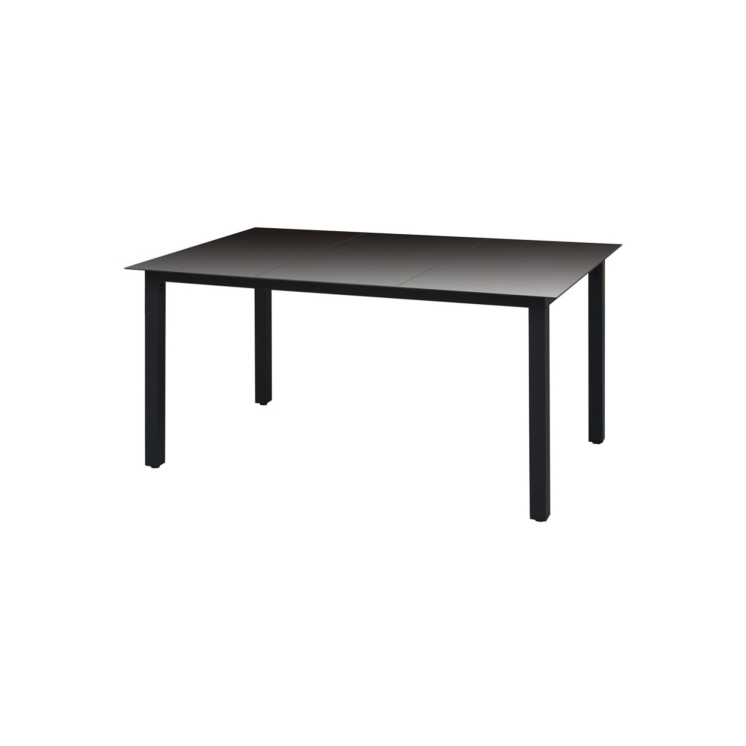 vidaXL Patio Table Black 59.1"x35.4"x29.1" Aluminium and Glass