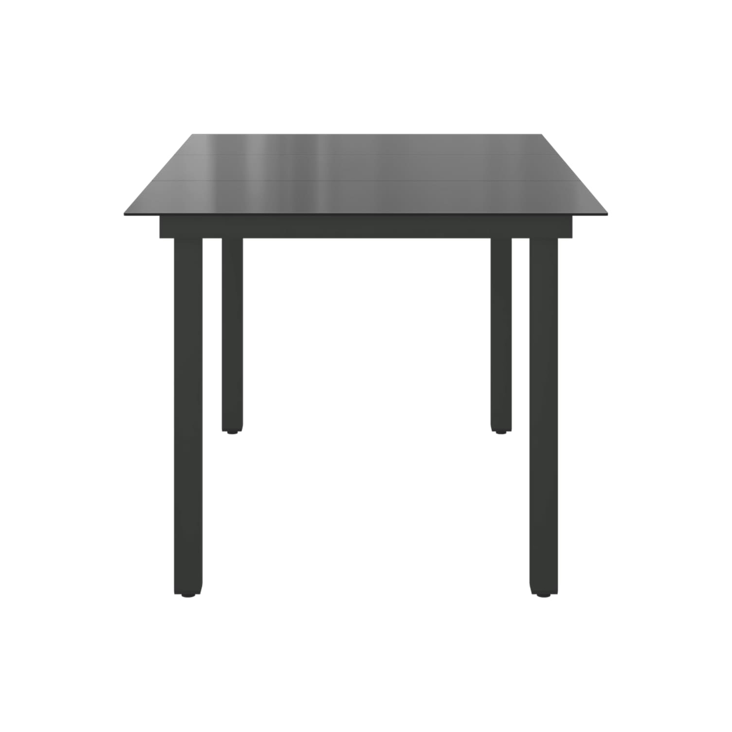 vidaXL Patio Table Black 59.1"x35.4"x29.1" Aluminium and Glass