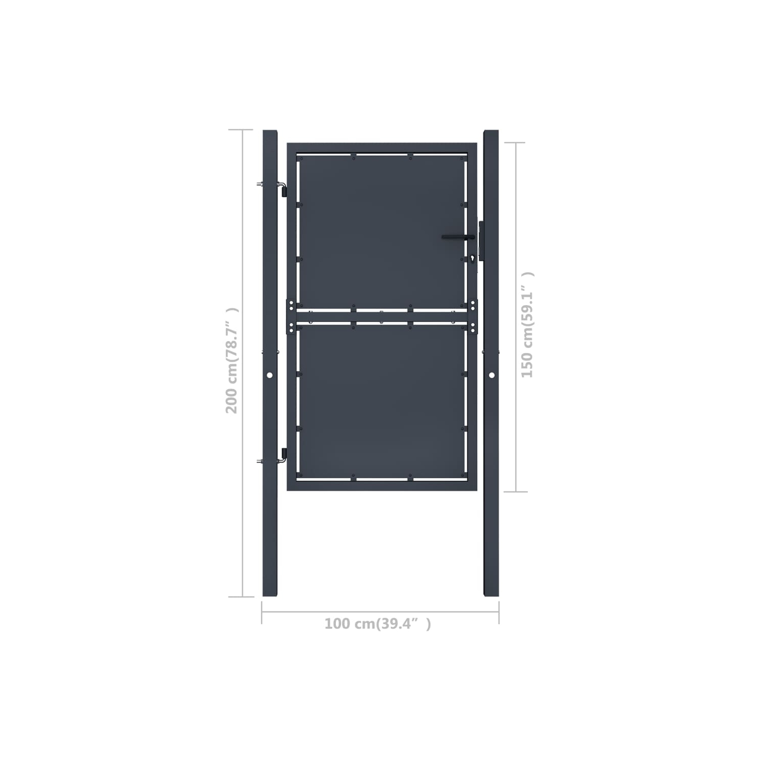 Porte de jardin en acier VidaXL de 39.4 x 59.1 po, anthracite