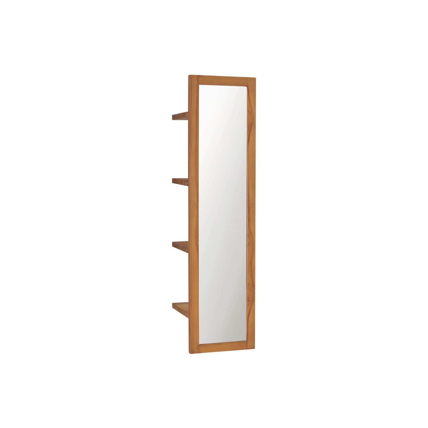 vidaXL Wall Mirror with Shelves 11.8"x11.8"x47.2" Solid Teak Wood