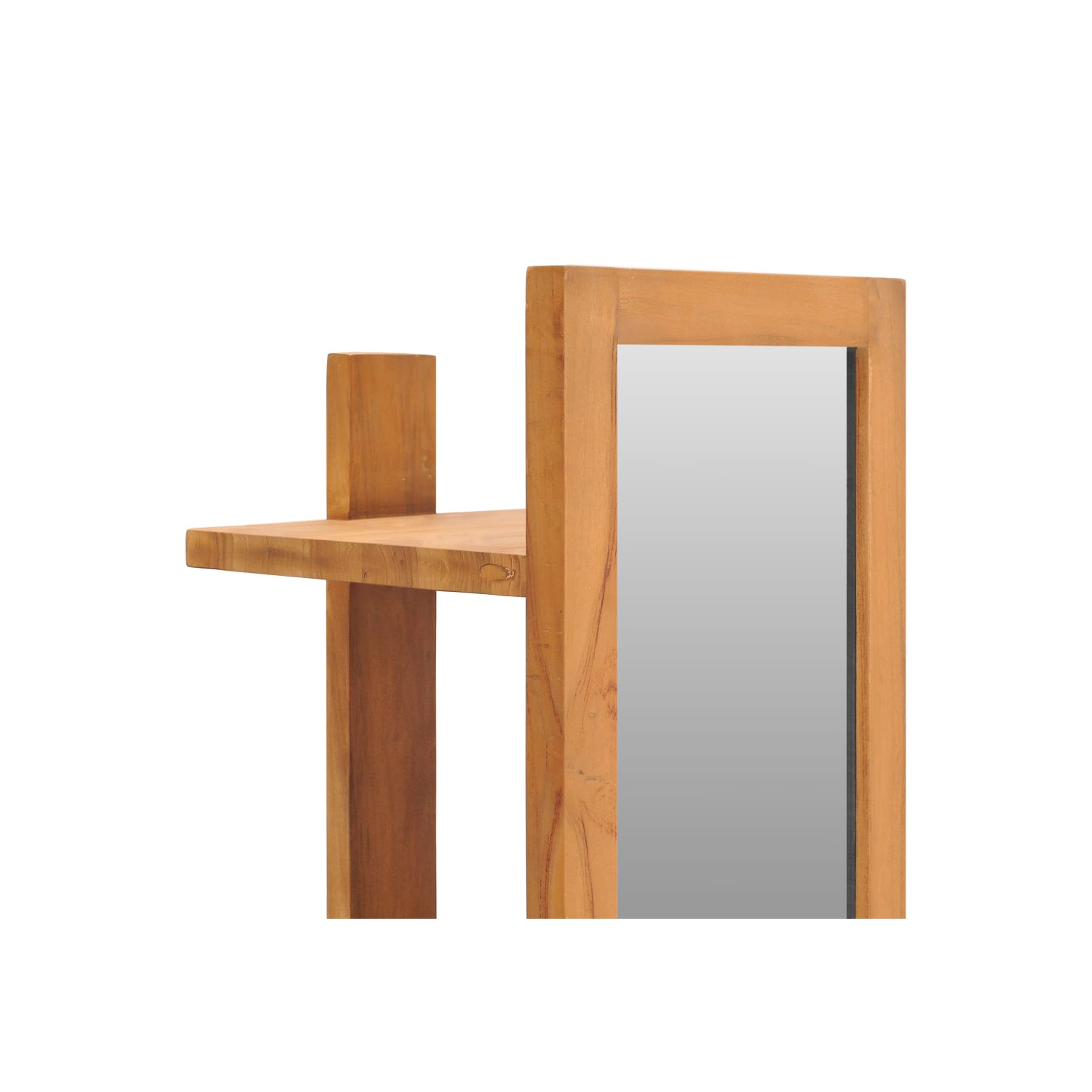 vidaXL Wall Mirror with Shelves 11.8"x11.8"x47.2" Solid Teak Wood