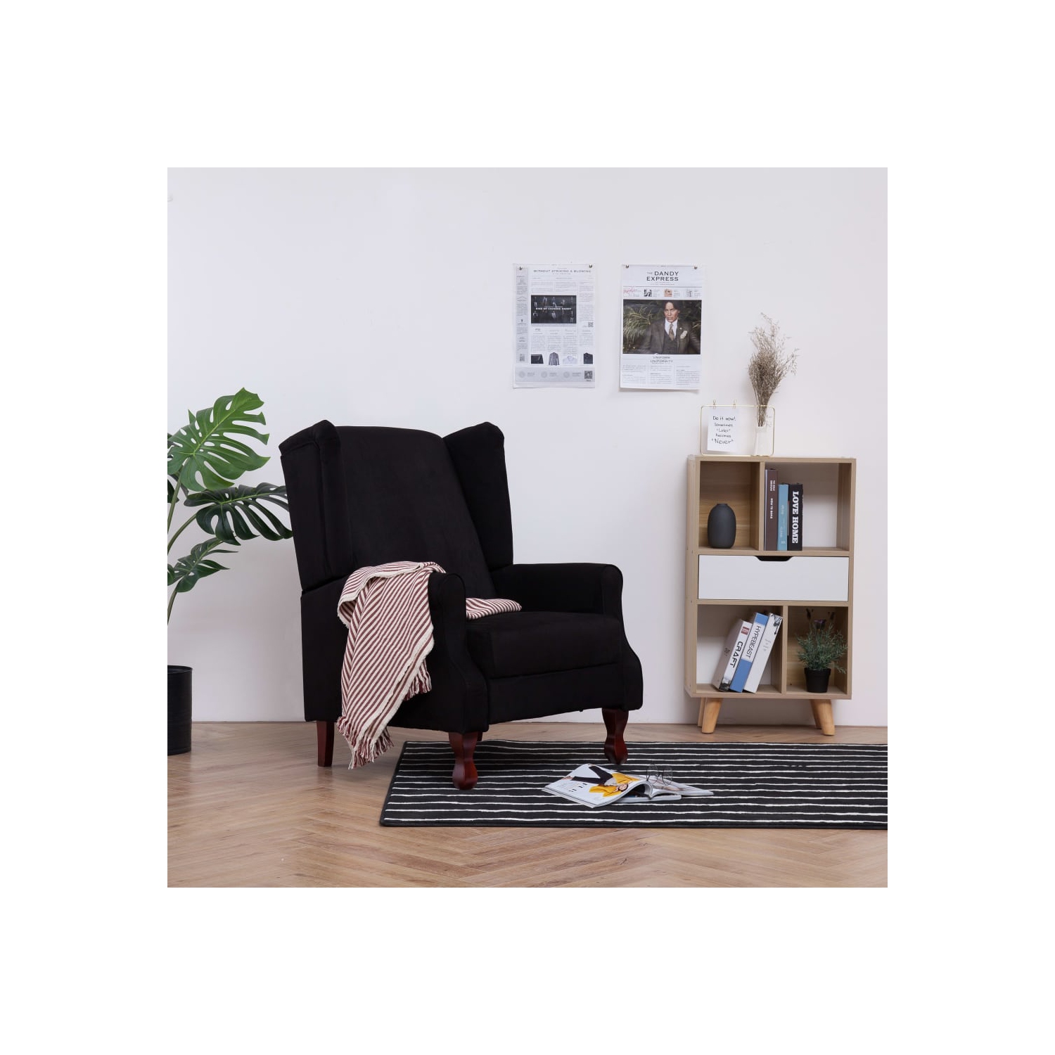 Fauteuil inclinable VidaXL en tissu noir