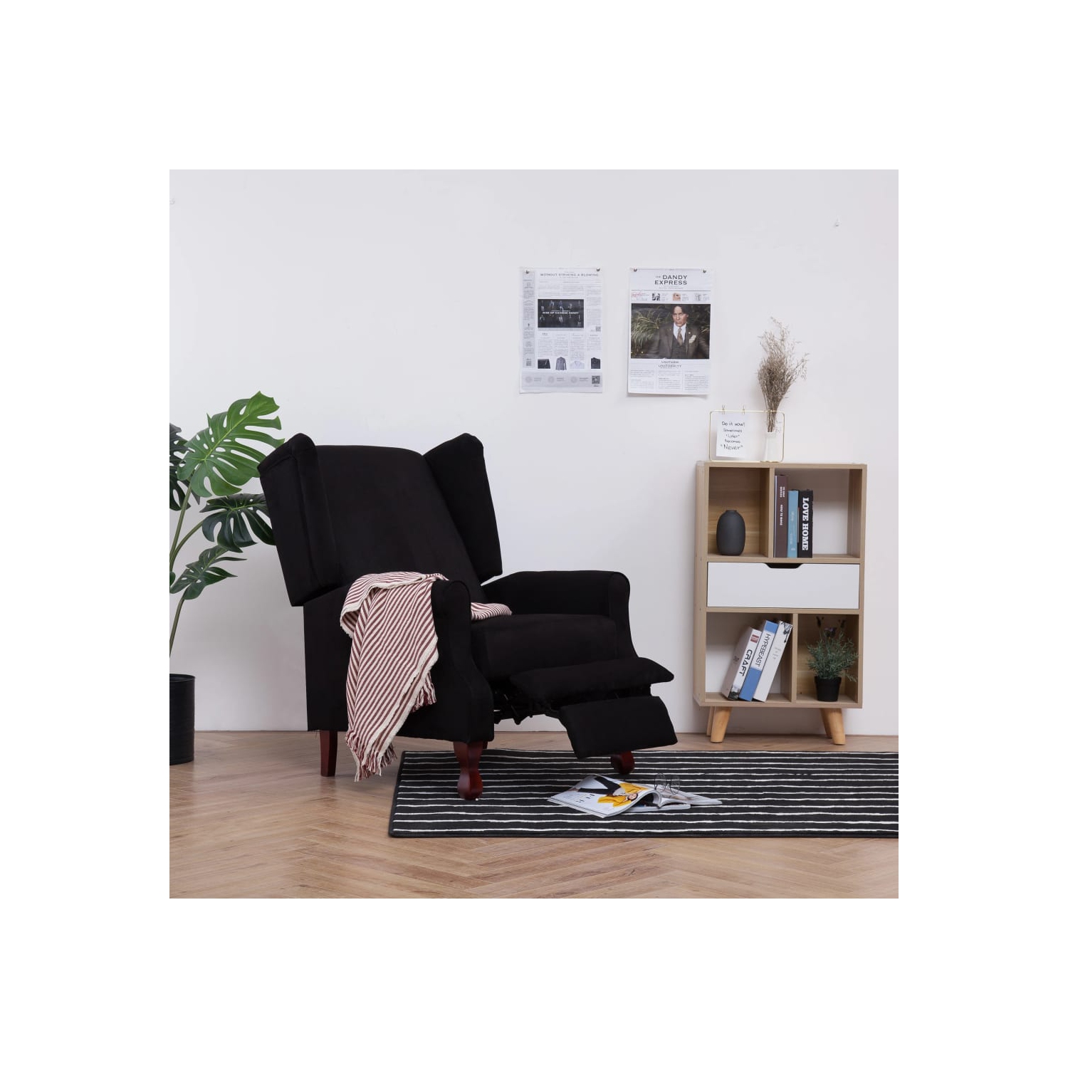 Fauteuil inclinable VidaXL en tissu noir