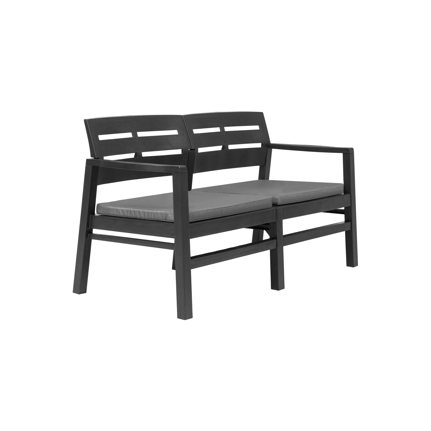 Banc de jardin à 2 sièges avec coussins de 52.4 po Anthracite