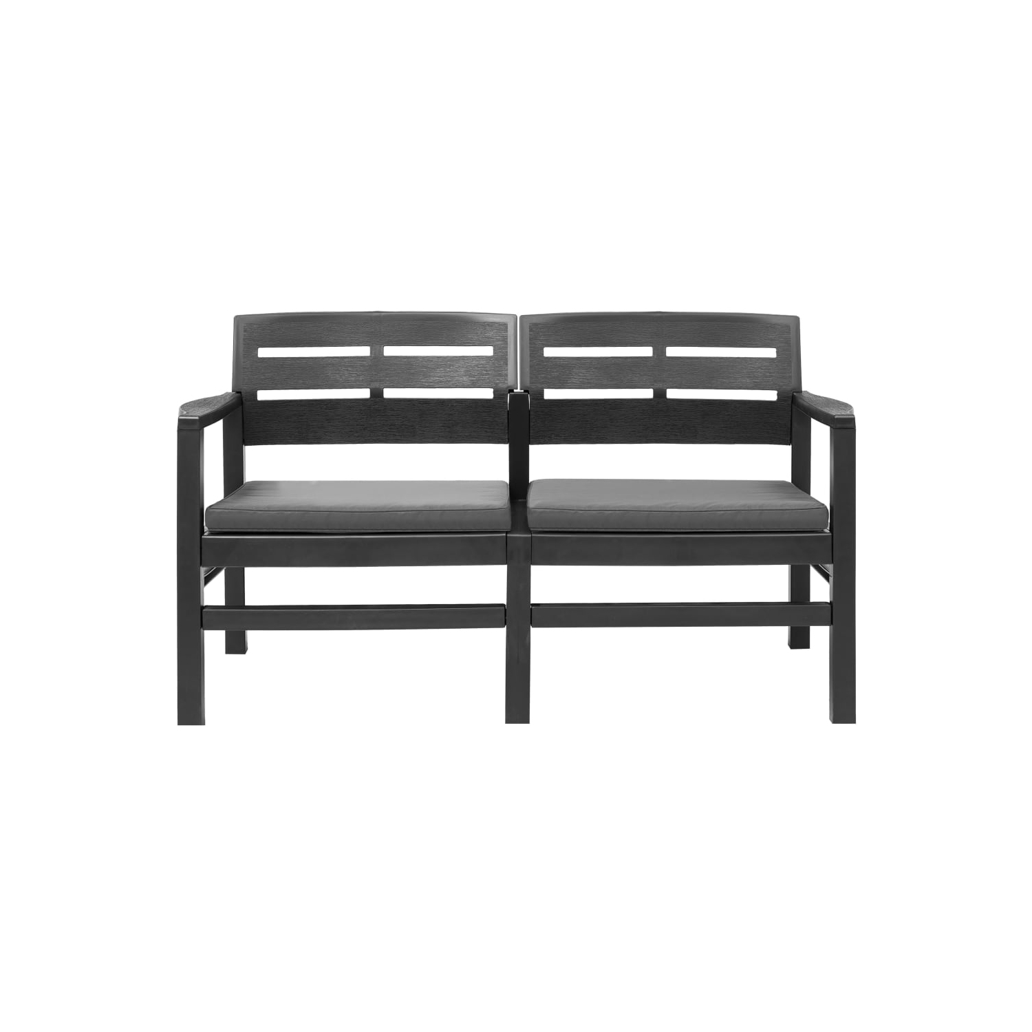Banc de jardin à 2 sièges avec coussins de 52.4 po Anthracite