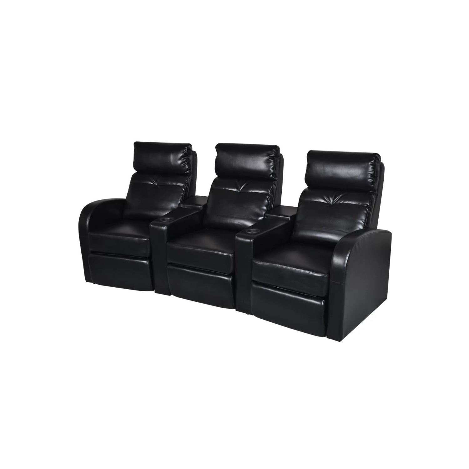 Canapé inclinable 3 places en similicuir noir de cinéma maison VividaXL