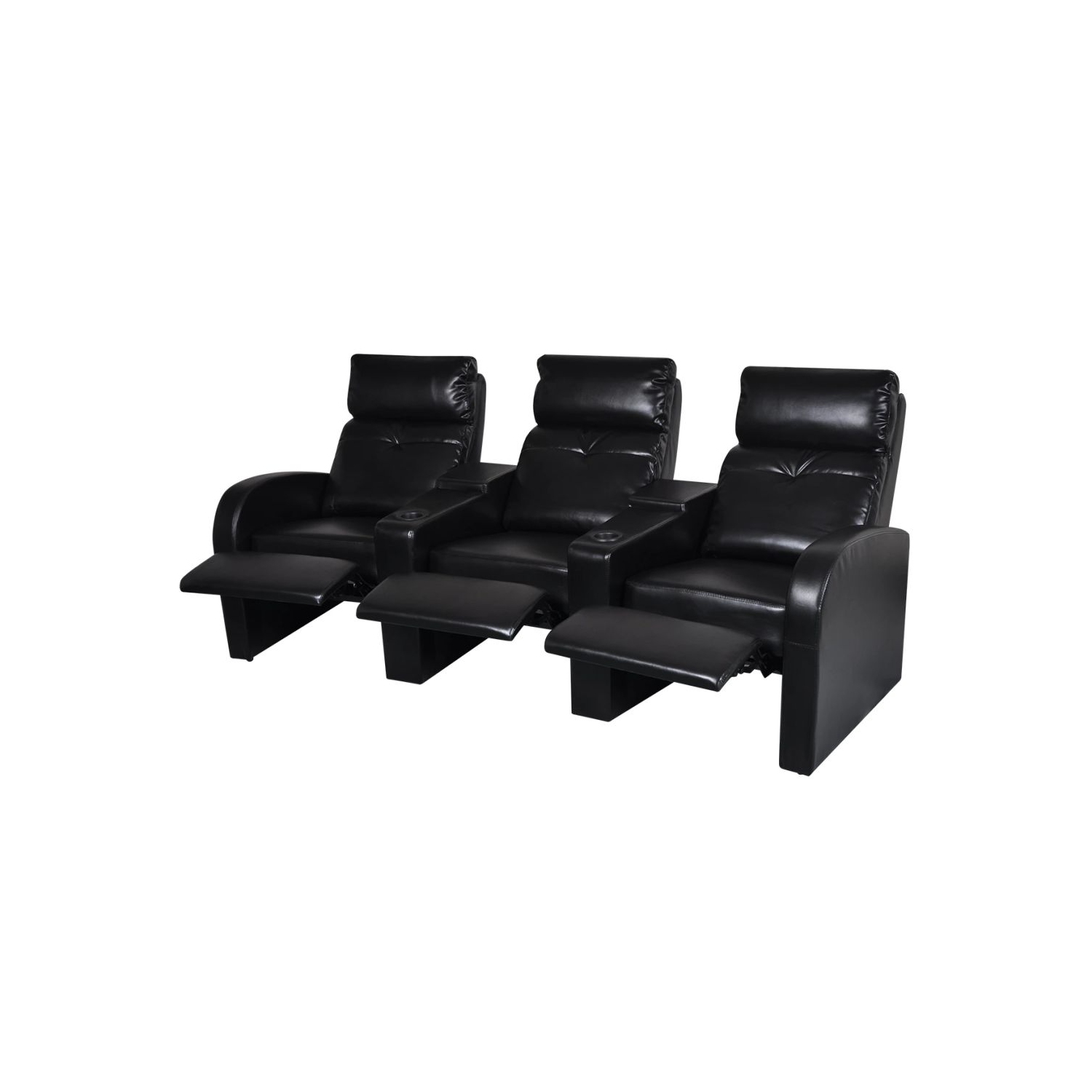 Canapé inclinable 3 places en similicuir noir de cinéma maison VividaXL