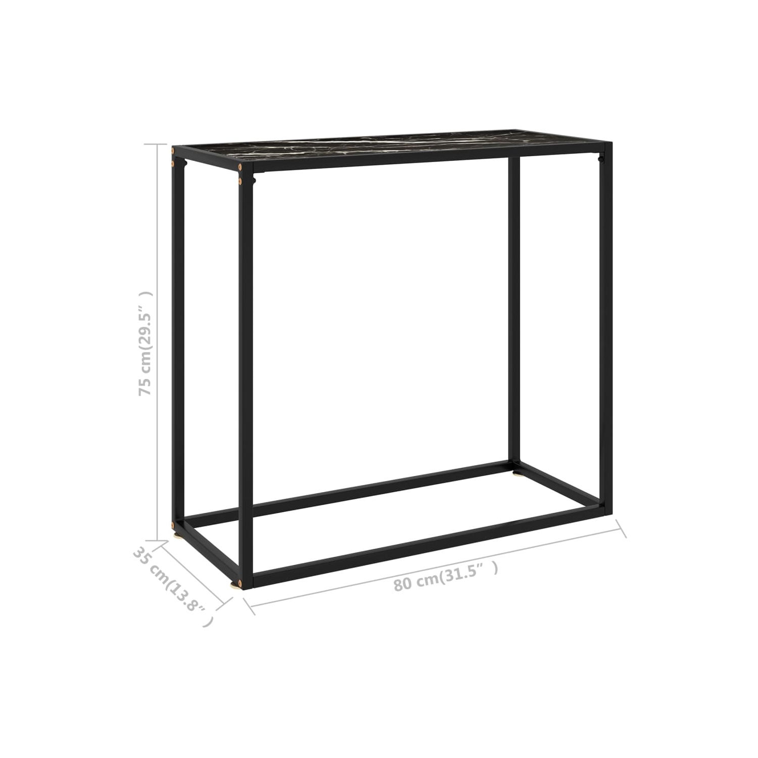 vidaXL Console Table Black 31.5"x13.8"x29.5" Tempered Glass
