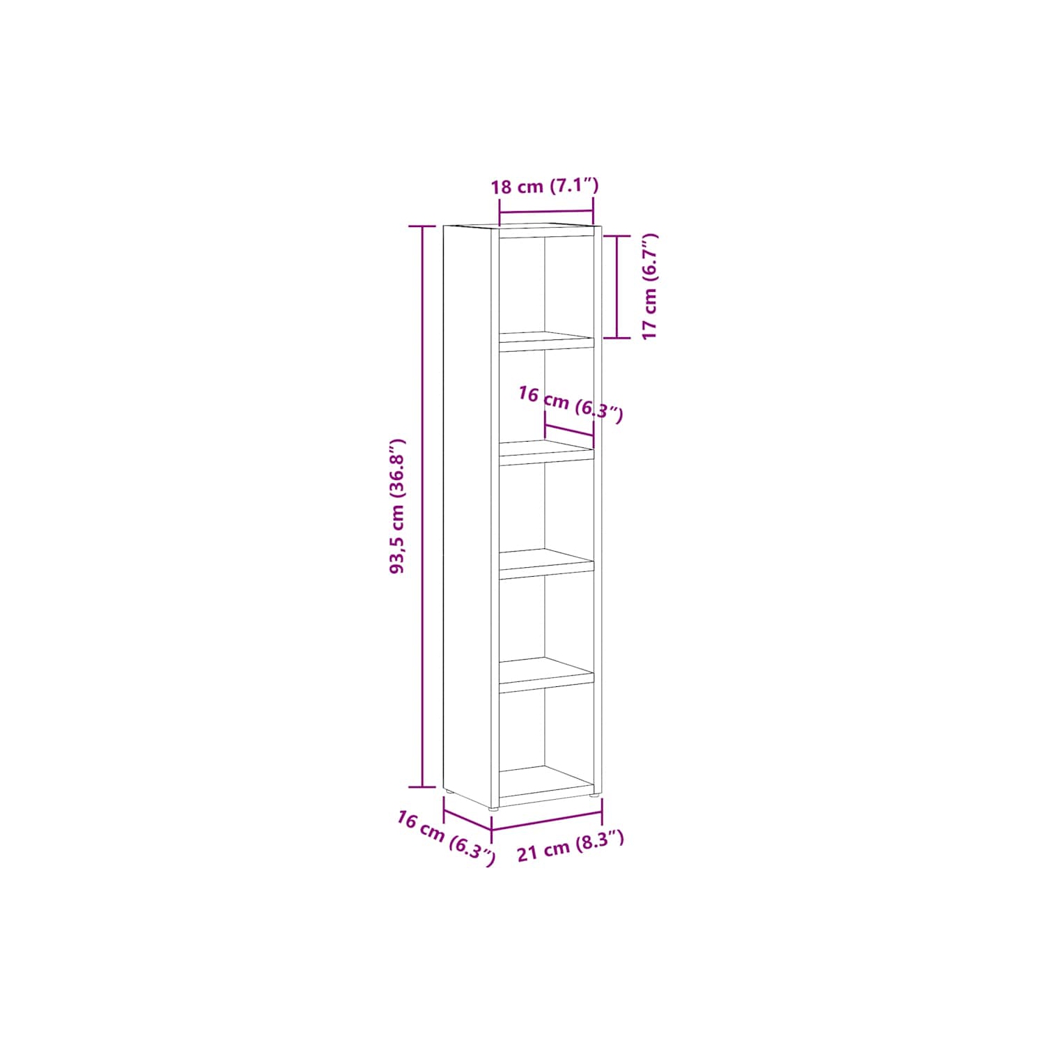 Armoire à CD VidaXL 2 pièces, noir, 8.3 x 6,3 x 36,8 po