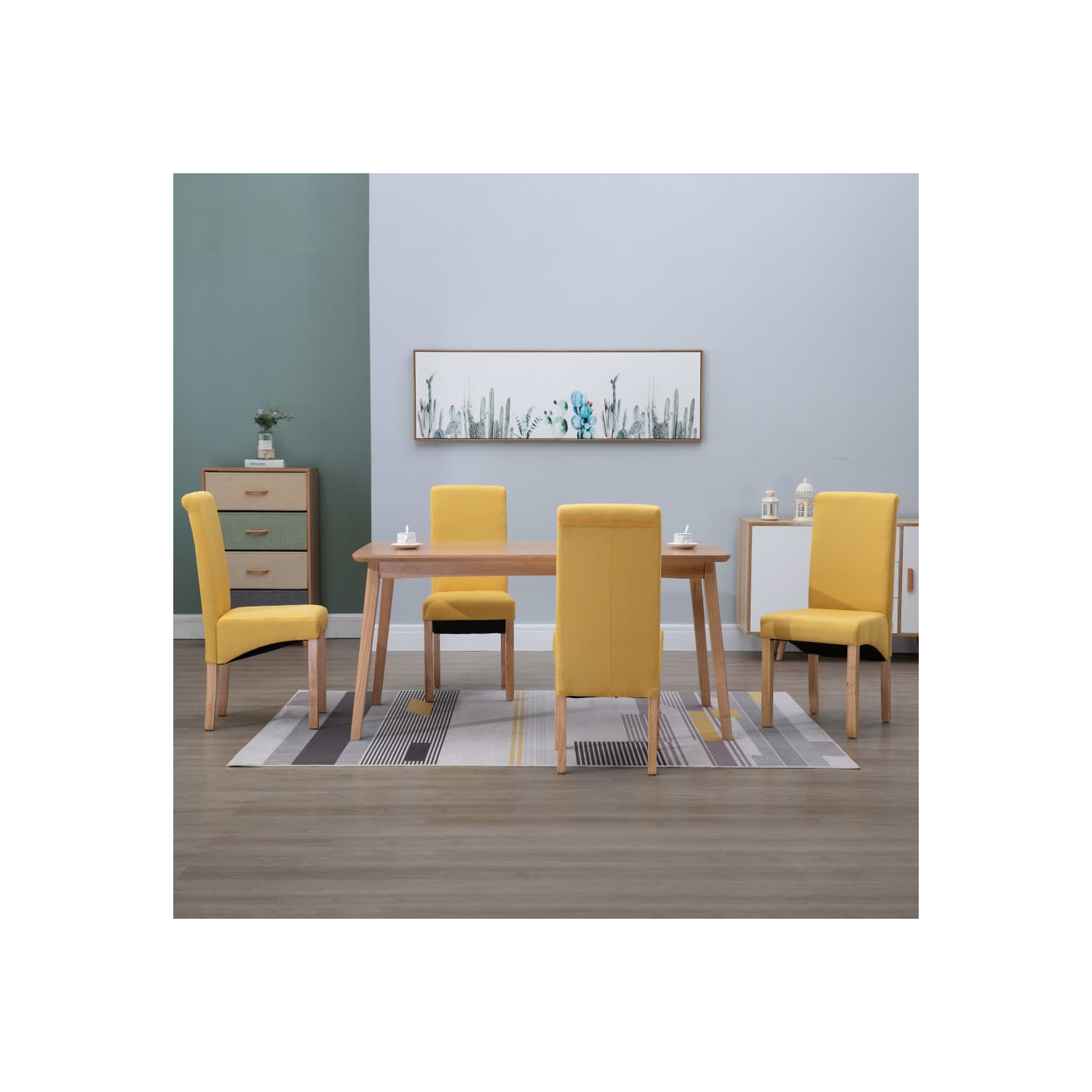 vidaXL Dining Chairs 4 pcs Yellow Fabric