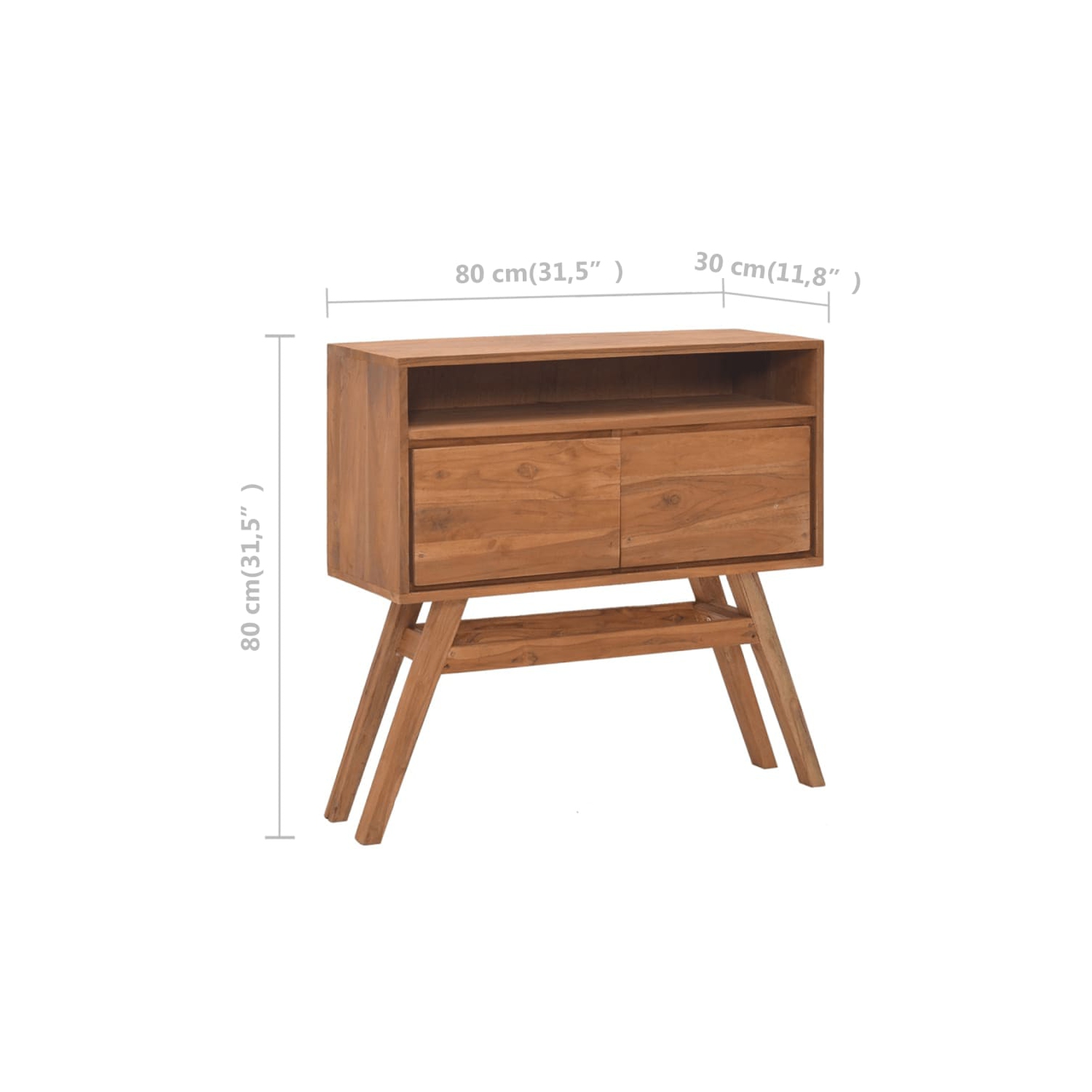 vidaXL Console Table 31.5"x11.8"x31.5" Solid Teak Wood