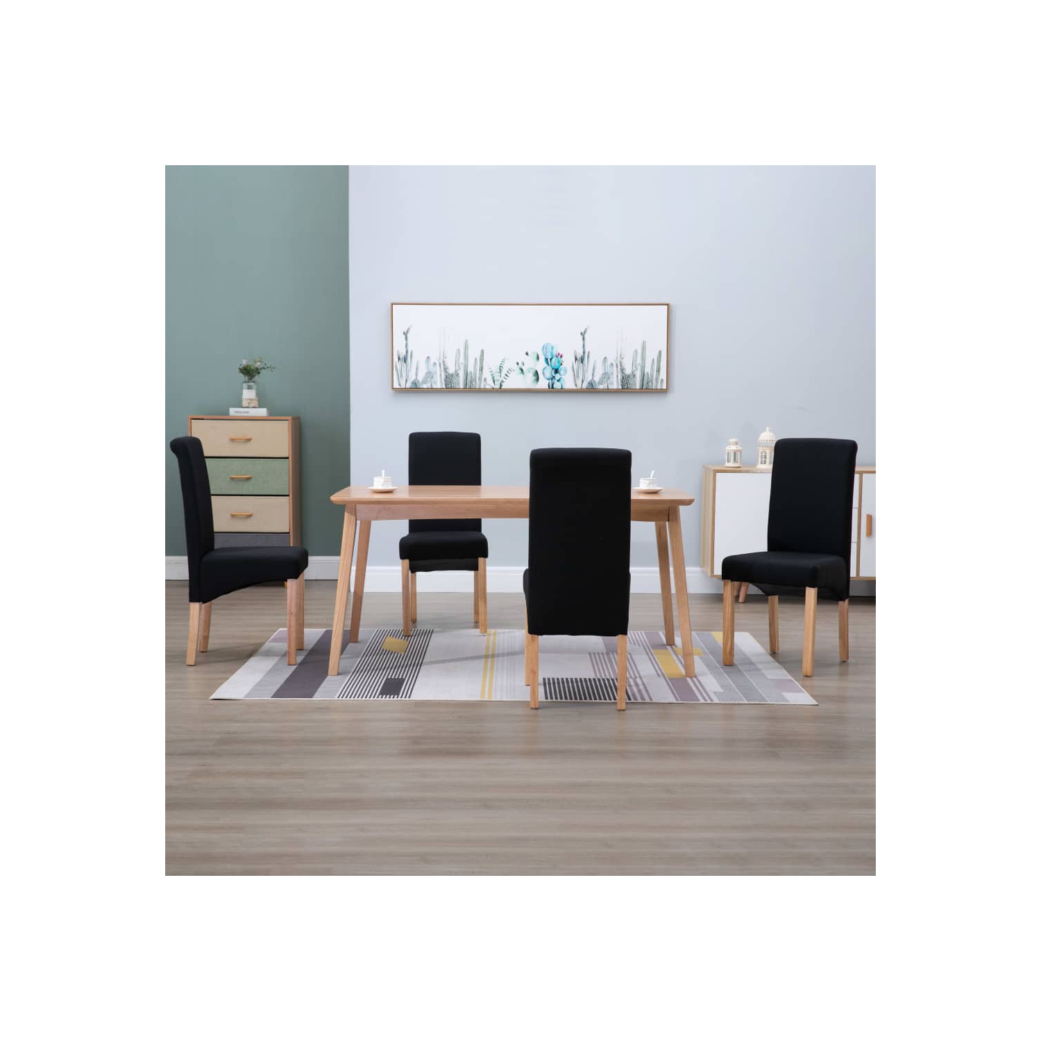 vidaXL Dining Chairs 4 pcs Black Fabric