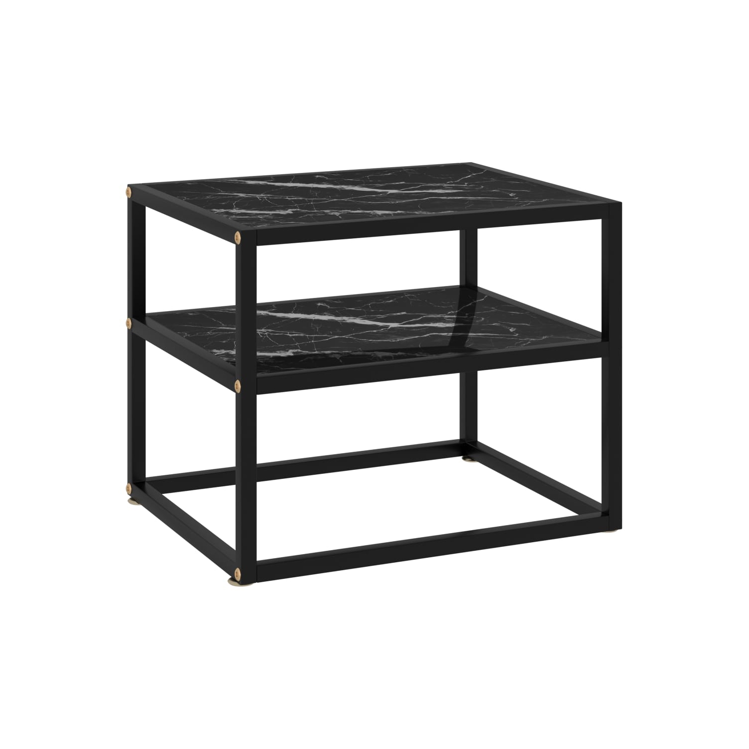 vidaXL Console Table Black 19.7"x15.7"x15.7" Tempered Glass