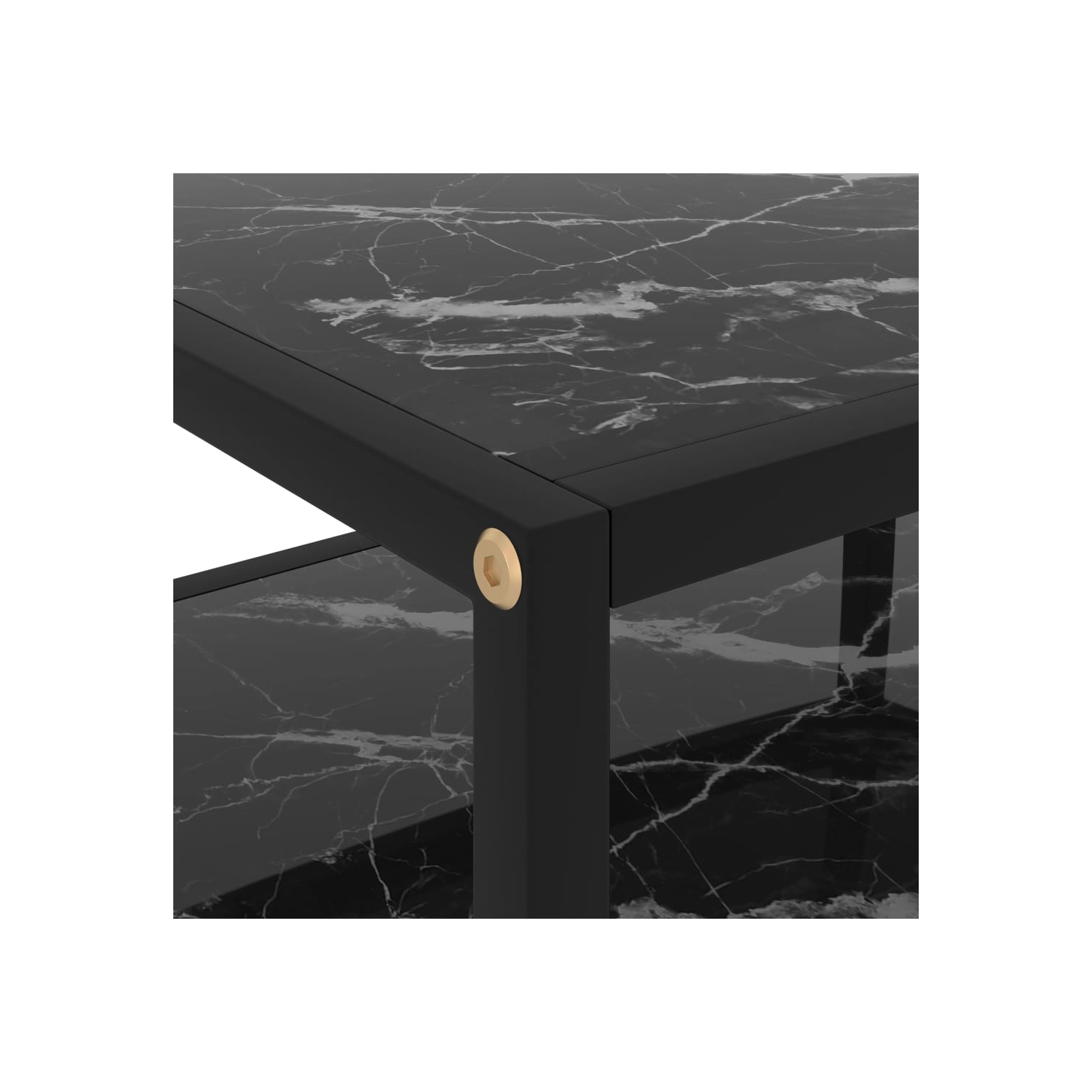 vidaXL Console Table Black 19.7"x15.7"x15.7" Tempered Glass
