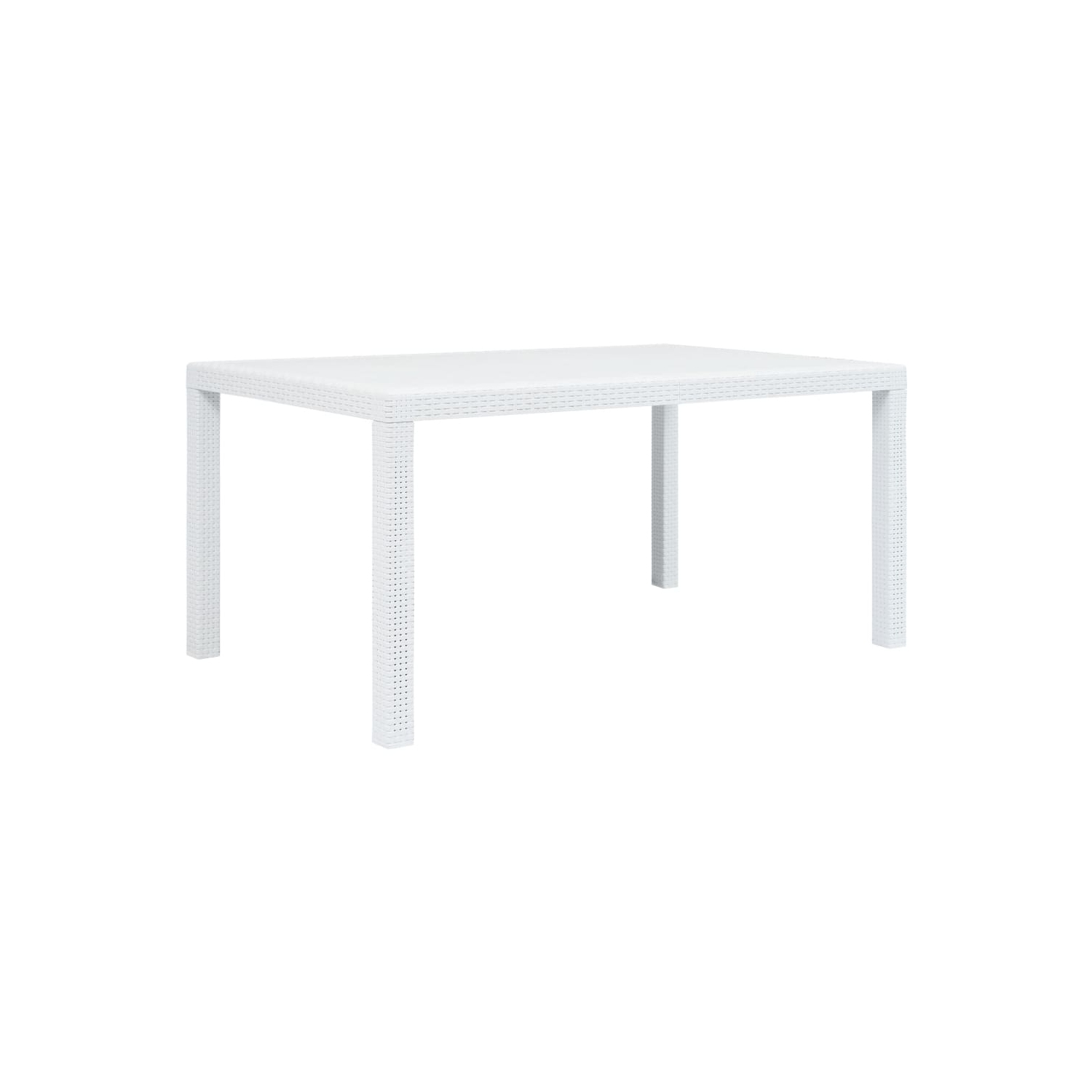 vidaXL Patio Table White 59"x35.4"x28.3" Plastic Rattan Look