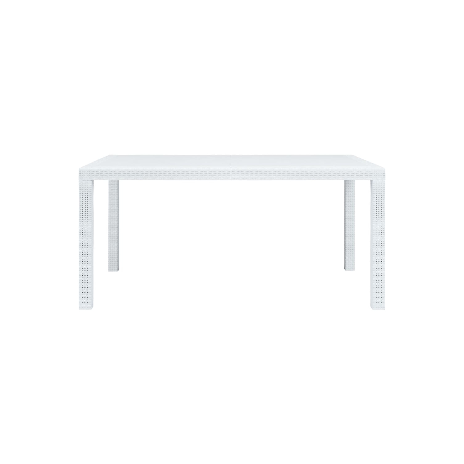 vidaXL Patio Table White 59"x35.4"x28.3" Plastic Rattan Look
