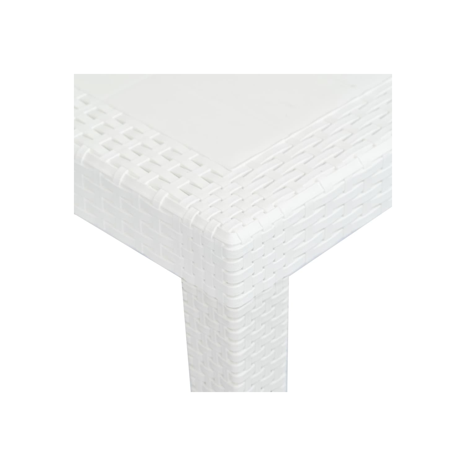 vidaXL Patio Table White 59"x35.4"x28.3" Plastic Rattan Look