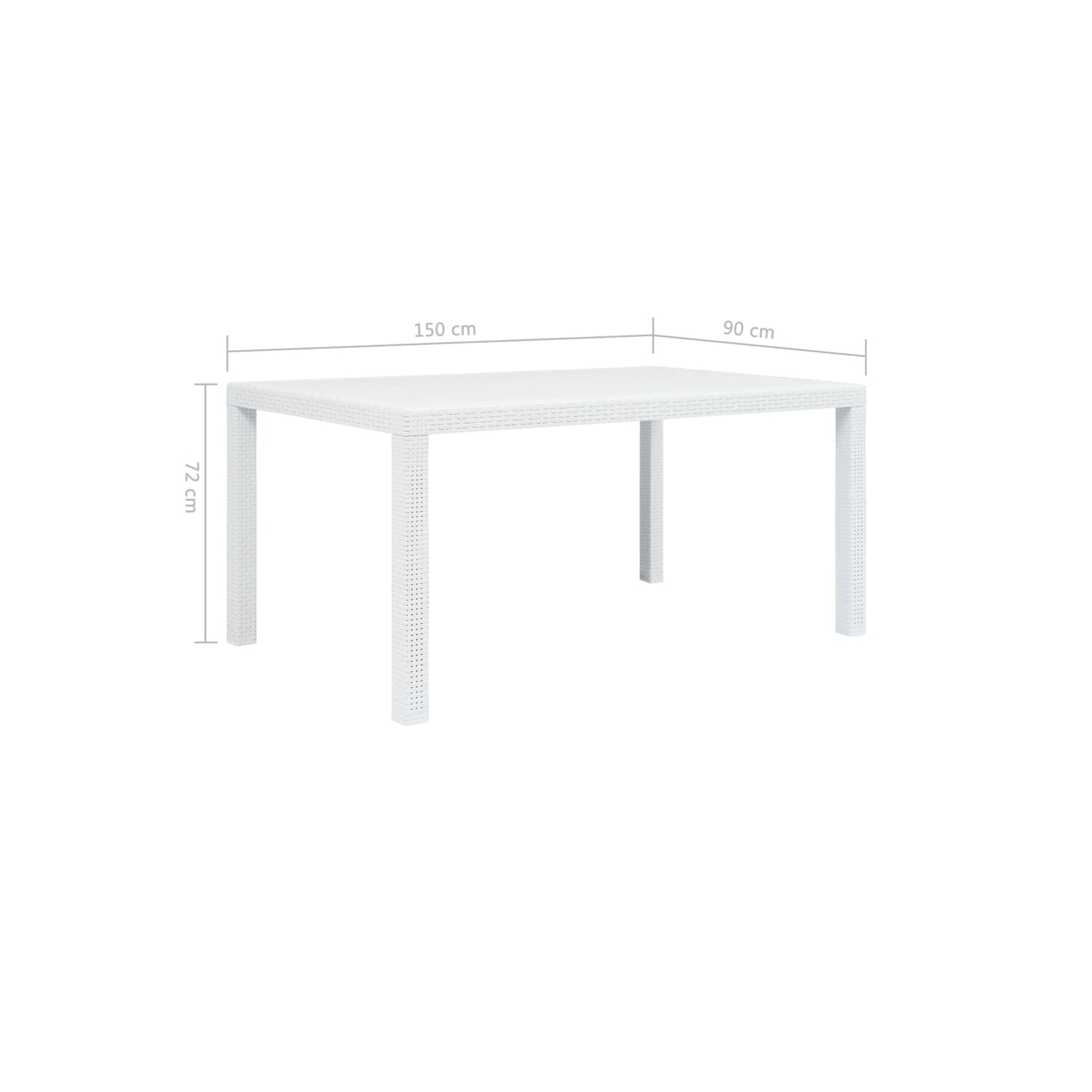vidaXL Patio Table White 59"x35.4"x28.3" Plastic Rattan Look