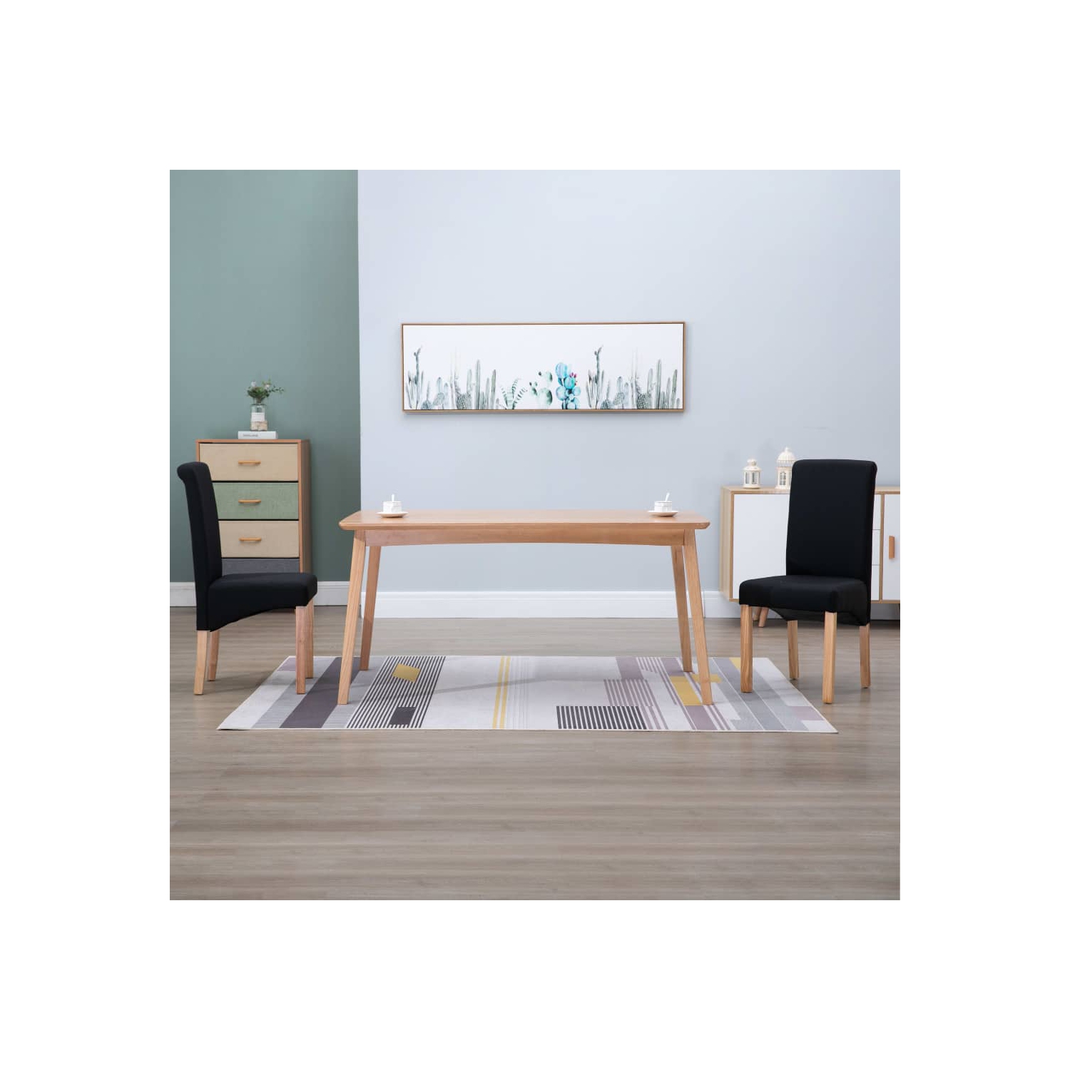 vidaXL Dining Chairs 2 pcs Black Fabric