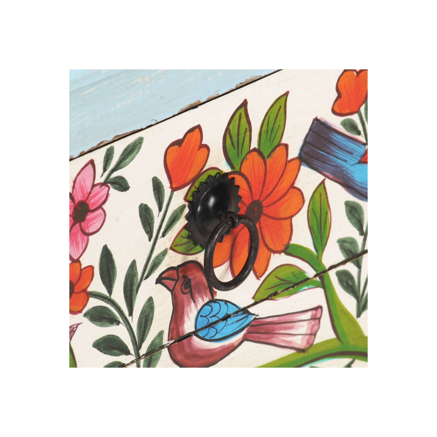 vidaXL Hand Painted Bedside Cabinet 15.7"x11.8"x19.7" Solid Mango Wood