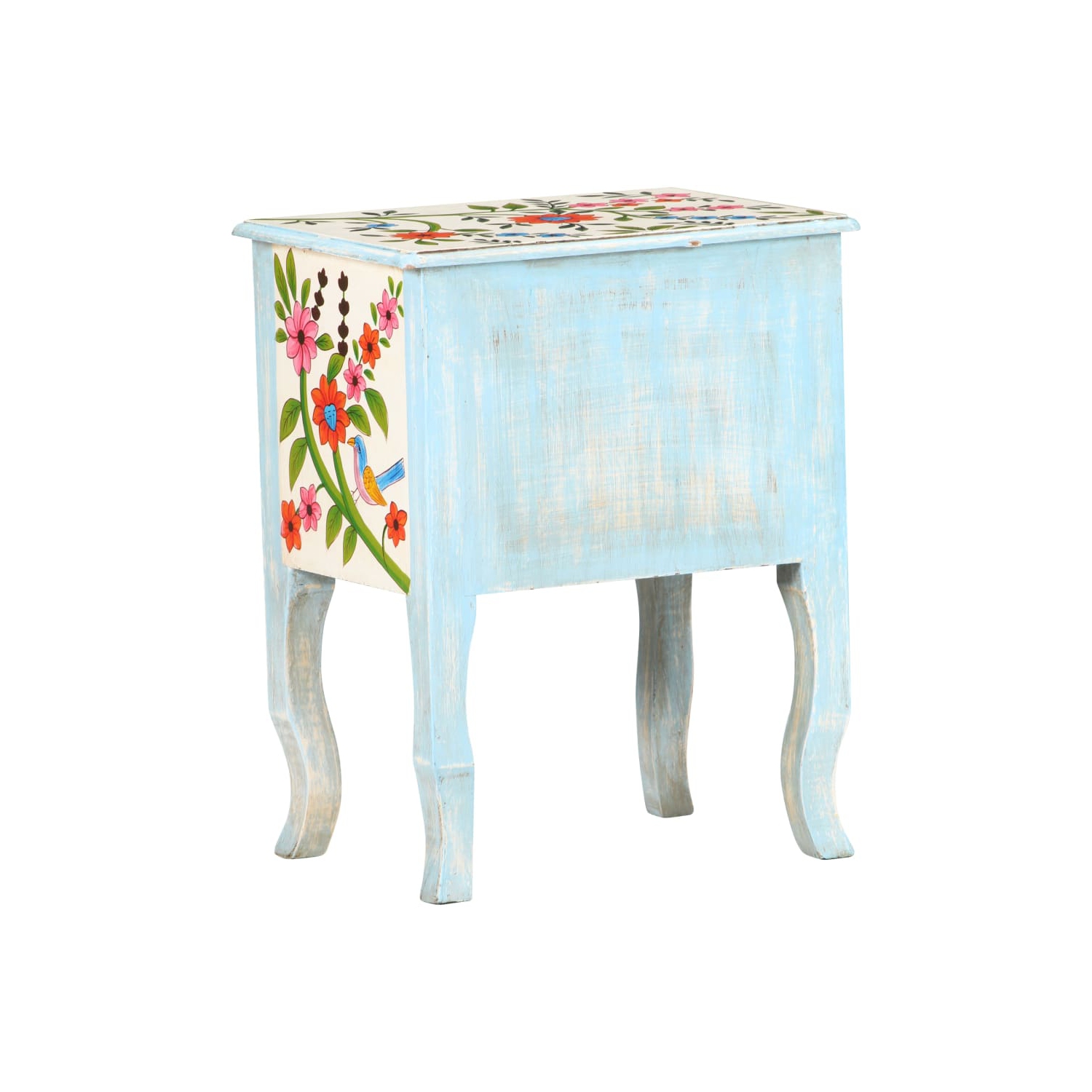 vidaXL Hand Painted Bedside Cabinet 15.7"x11.8"x19.7" Solid Mango Wood