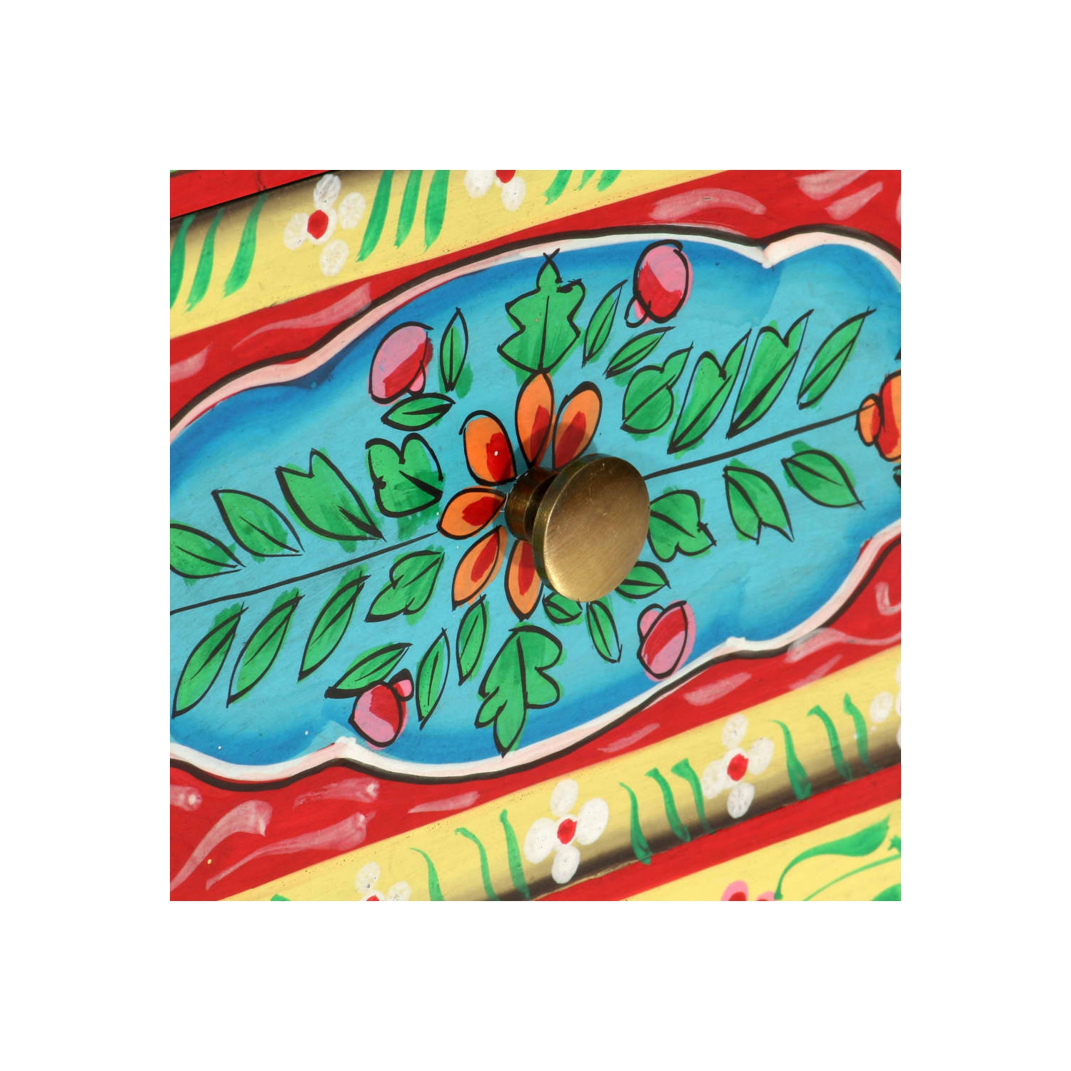 vidaXL Hand Painted Bedside Cabinet 15.7"x11.8"x19.7" Solid Mango Wood